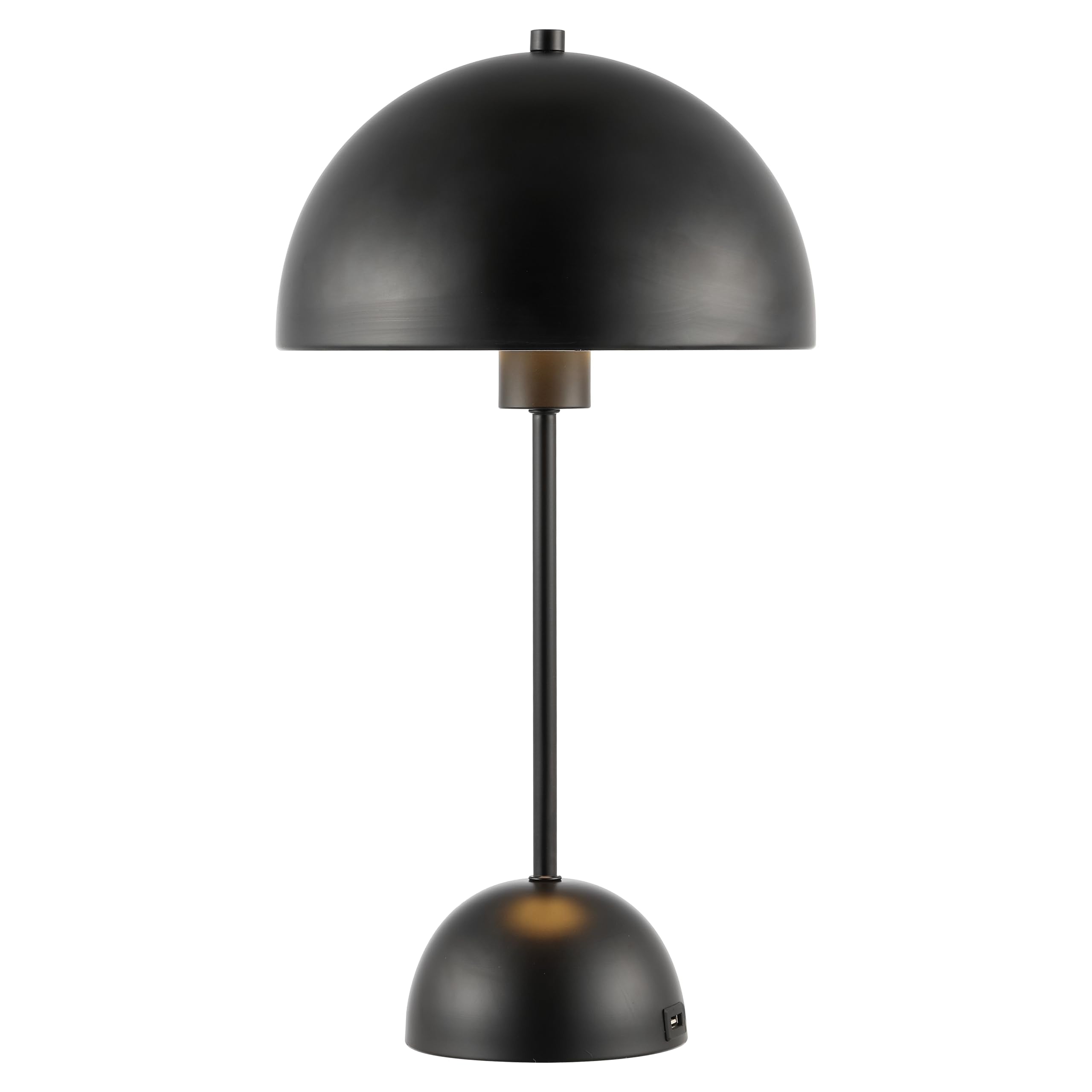 SAFAVIEH Lighting Collection Ixora Black Dome 18-inch Mushroom Table Lamp with USB Charging Port, Ideal for Living Room, Bedroom