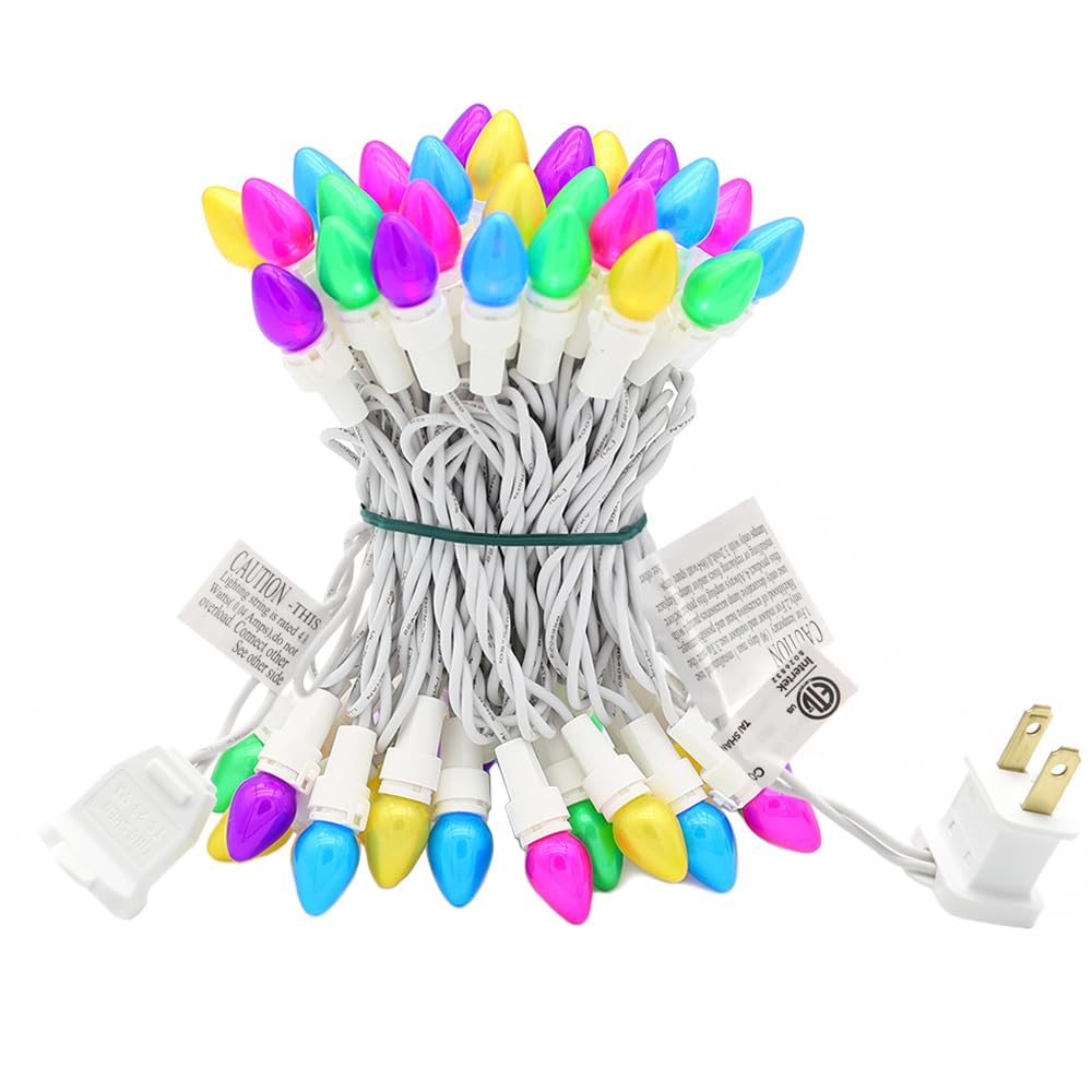 novrose Easter Lights LED Multi-Color Glass C3 String Lights Plug in, 50 LED 13.5 FT, 120V, Connectable Indoor Outdoor Easter St