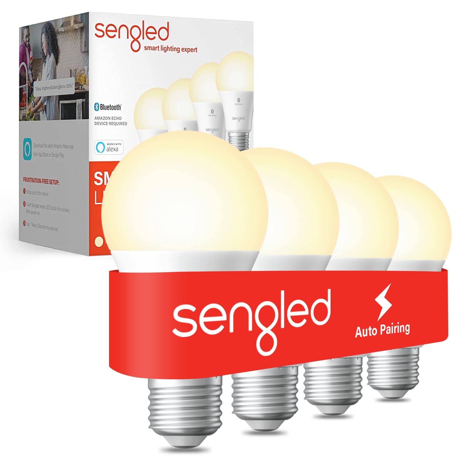 Sengled Alexa Light Bulb, S1 Auto Pairing With Alexa Devices, Warm Light Bulbs, Smart Light (Alexa), Bluetooth Mesh Smart Home L