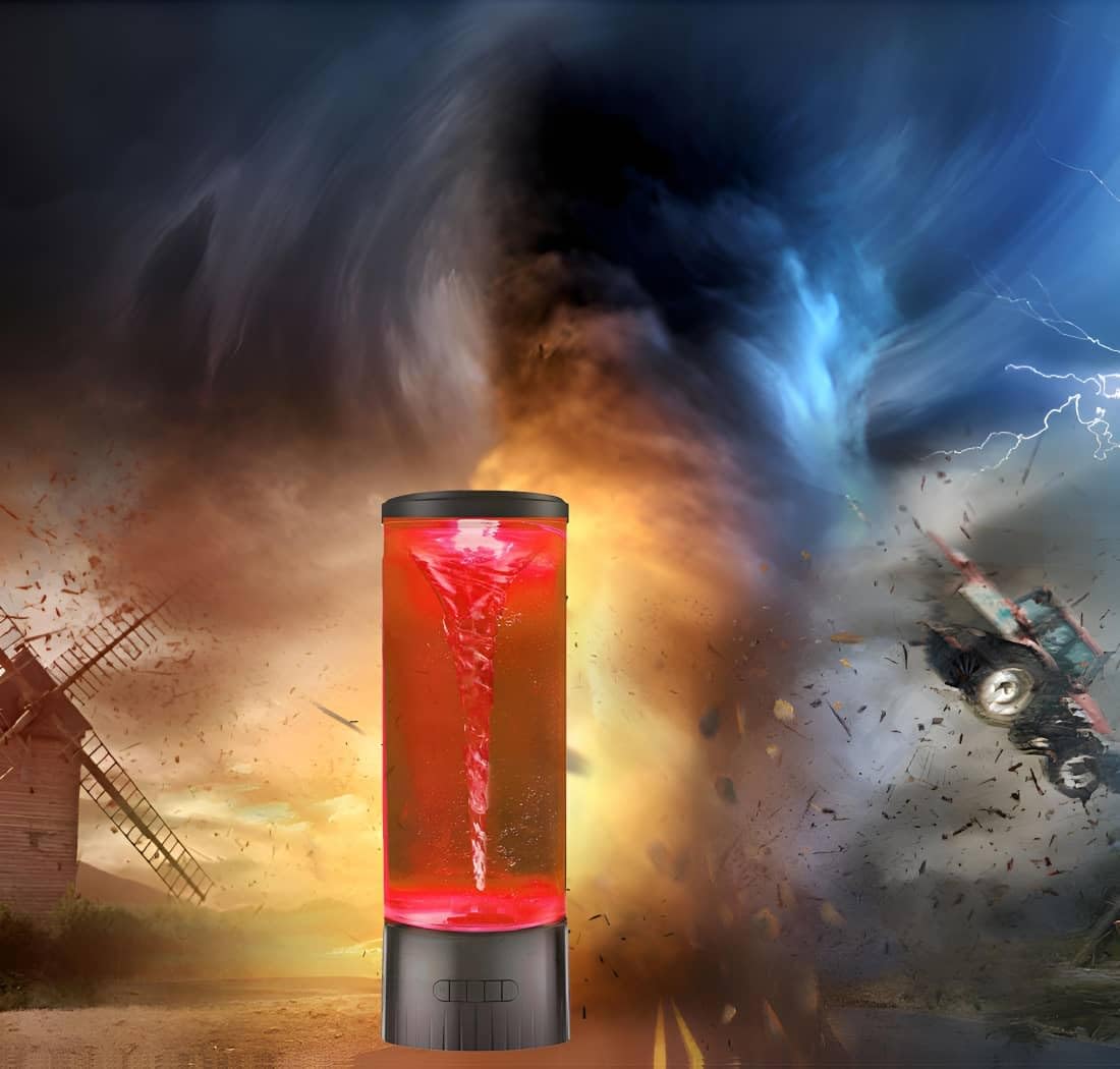 COLORLIFE Twister Hurricane Light - Mini Water Vortex Maker, Black, 4.5x4.5x12.5 inches, Mood Night Light for Boys, Girls, Men, Women