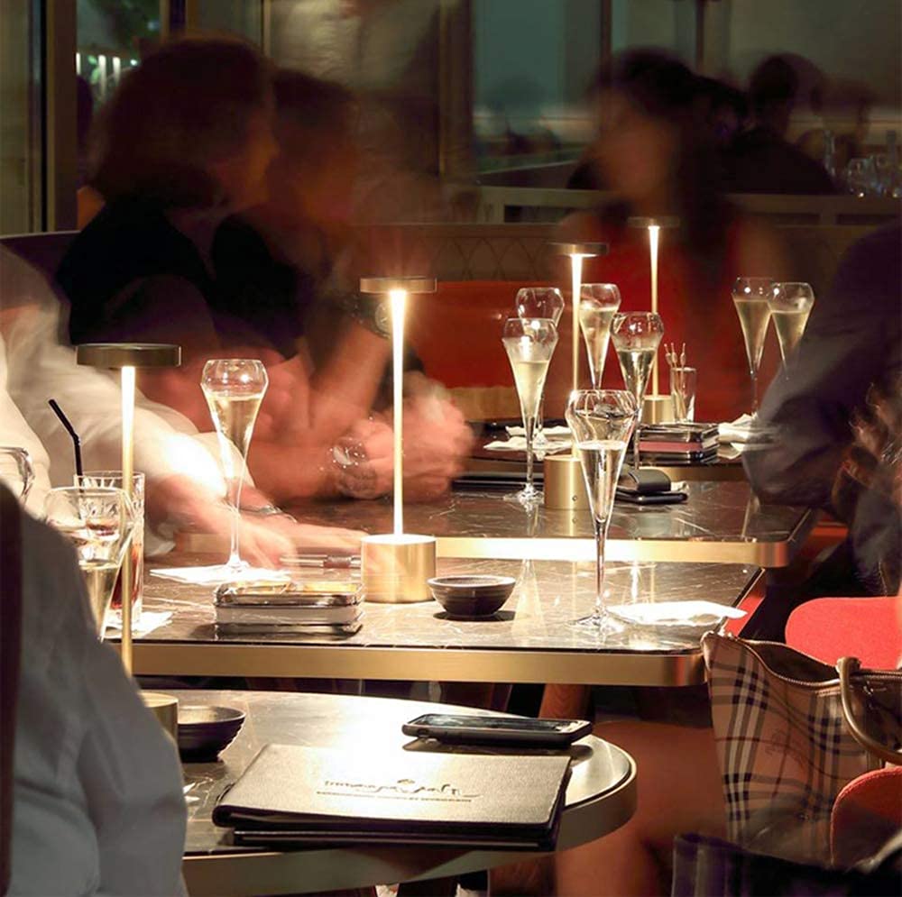 Yiben Cordless Led Table Lamp, 6000Mah Usb Rechargeable, 3 Brightness Levels, Gold