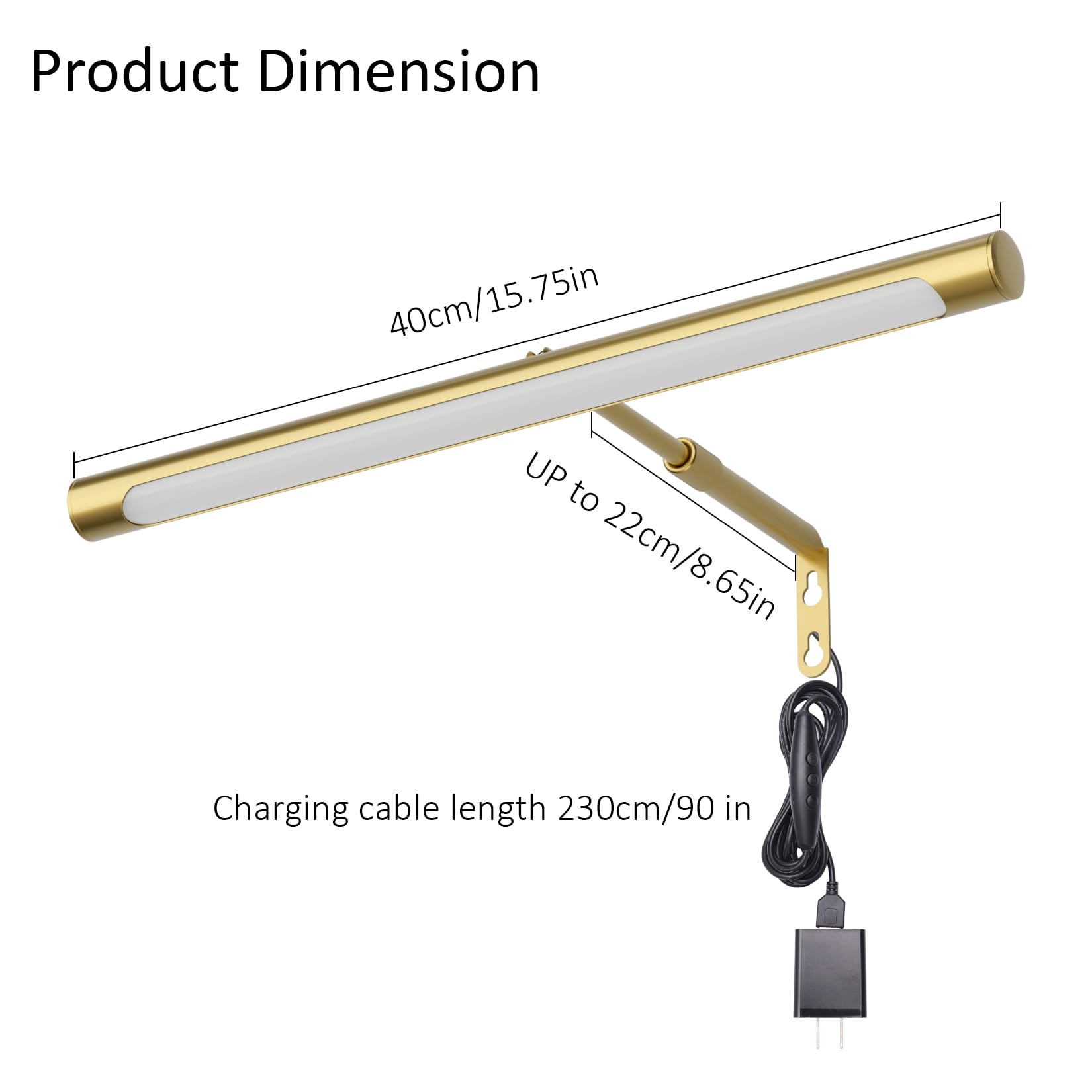 Coinmit 16" Adjustable LED Picture Light - Gold Iron Art Light with Remote Control for Paintings and Gallery Display