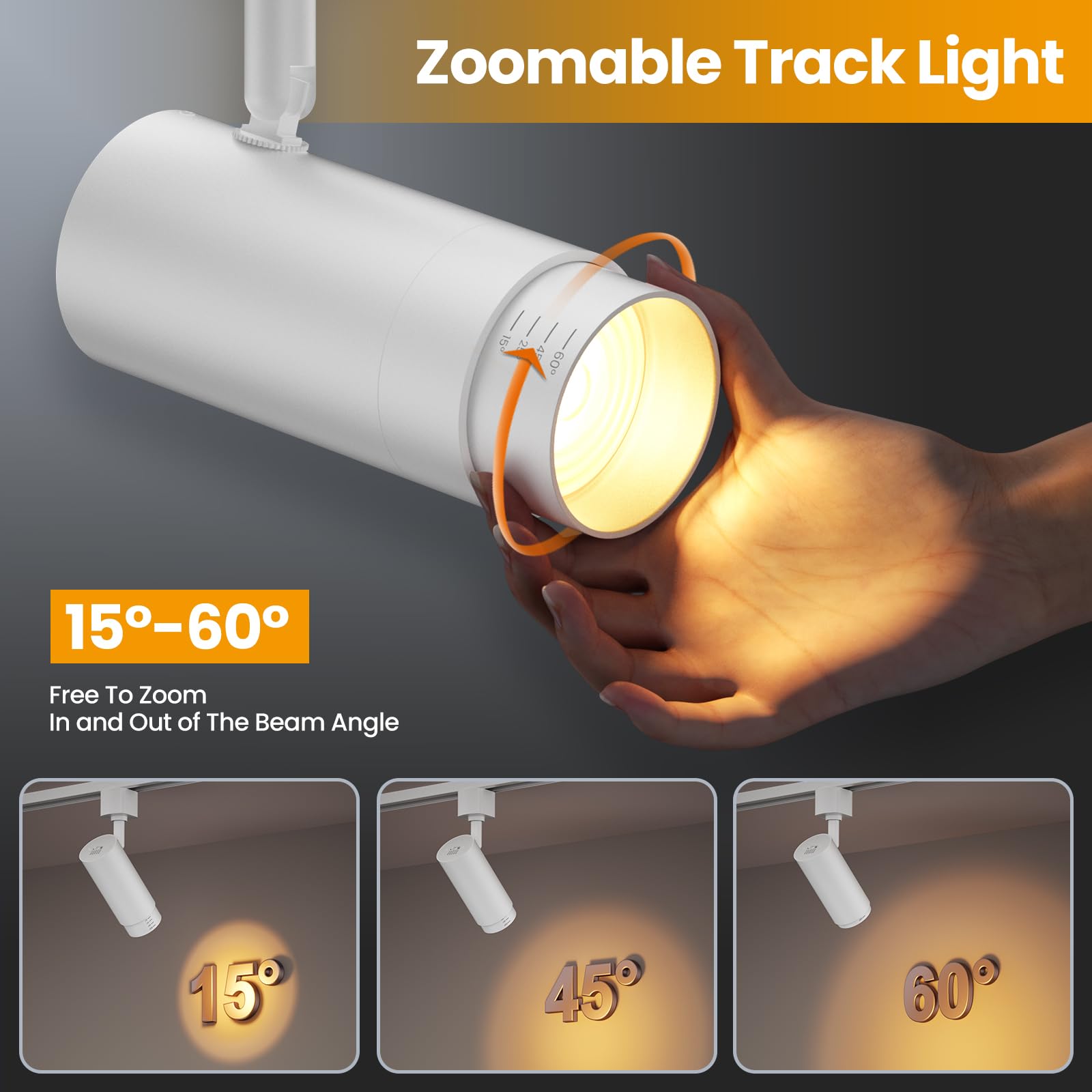 Aibisod Zoomable Led Track Lighting Heads H Type Track Light Heads Dimmable 10W 5-Color White Track Lights Bright Track Lighting