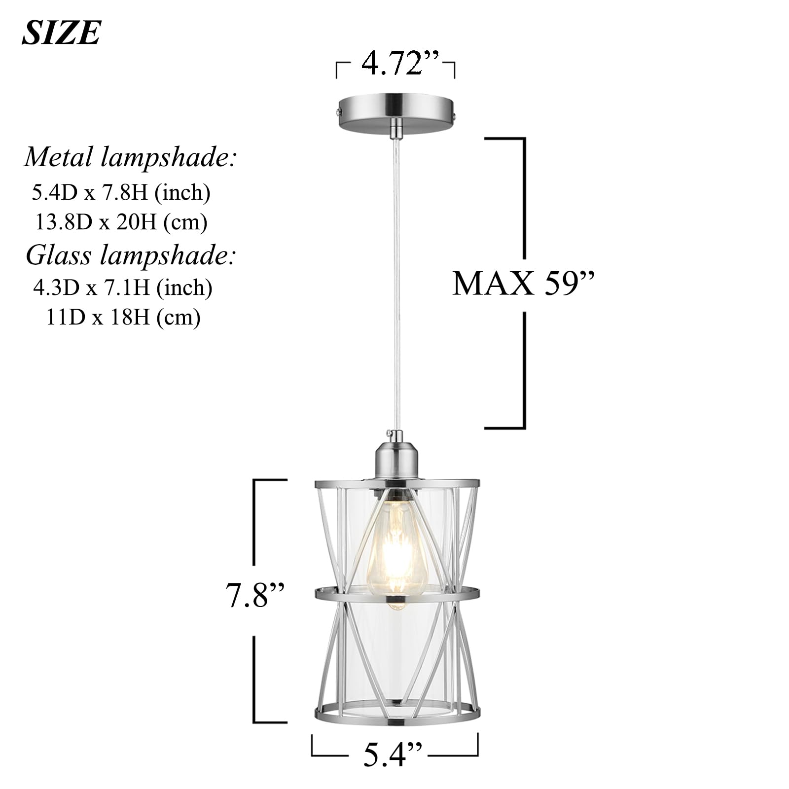 Shengqingtop Modern Mini Pendant Light With Clear Glass, Brushed Nickel Transitional Metal Pendant Lighting Fixture For Kitchen