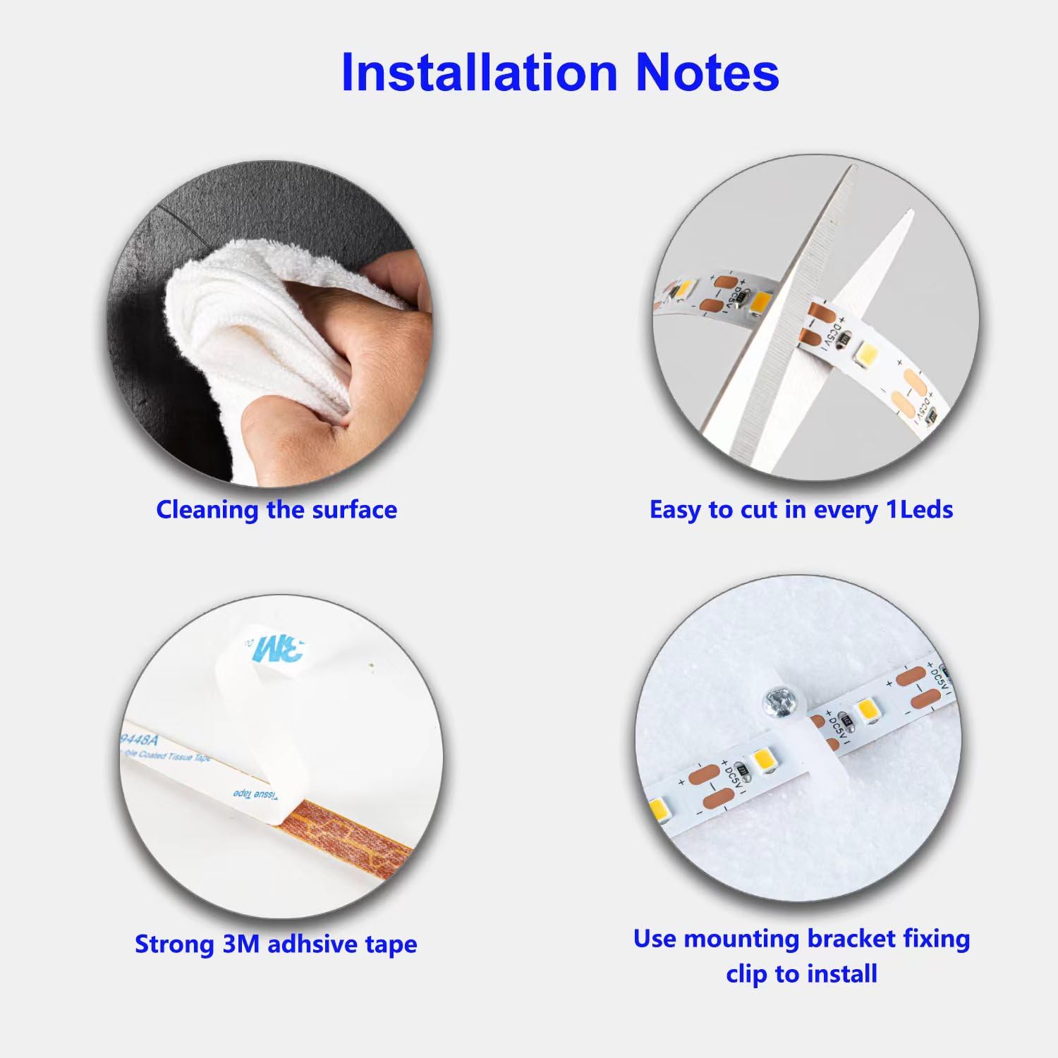 JUNWEN Battery Powered LED Strip Lights, 5V, Daylight White,Cuttable to Size, 13.2ft with 240 LEDs, Portable Lighting, Requires