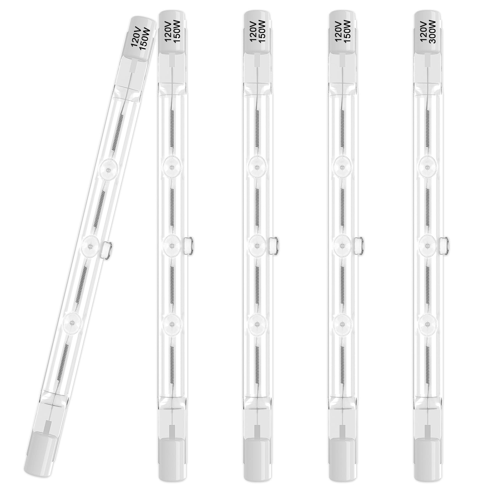 R7S Bulbs,5 Pack Halogen Bulbs R7S 118Mm T3 150W 120V, J-Type Halogen Light Bulb With Long Lifespan,4.7-Inch Long Double Ended L