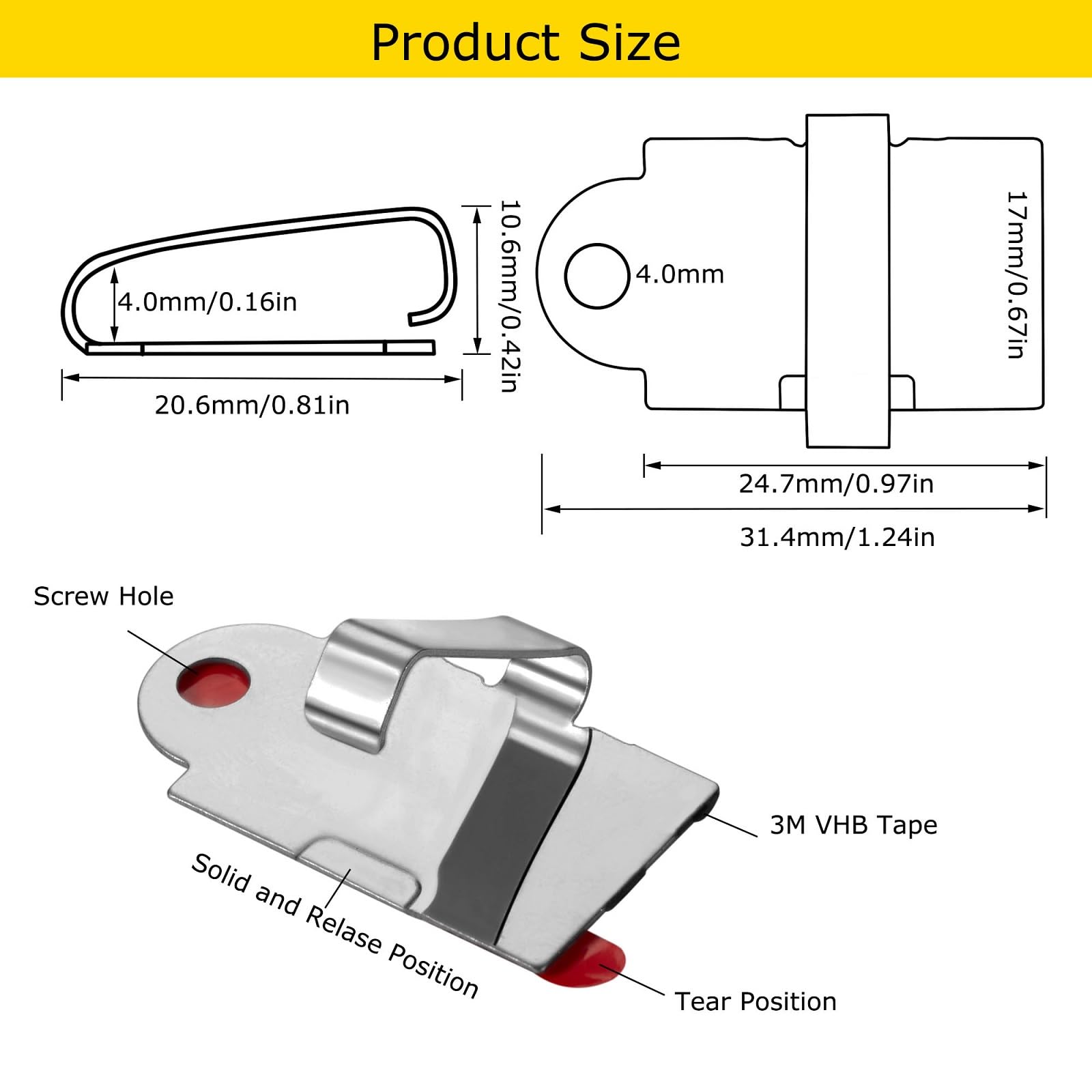 Threetwofour 100 Pack Double Fix Led Tape Light Mounting Bracket Self Adhesive Led Strip Clips Use For Width 10-17Mm/0.39-0.66In