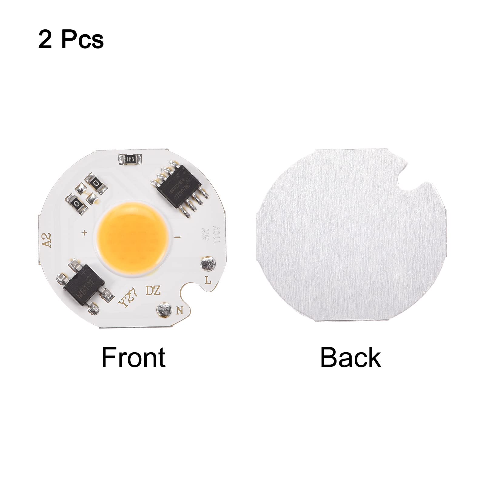Meccanixity Led Chip Bulb 110V 5W Warm White 3000-3200K Driver Free High Power Floodlight Lamp Module Aluminium Board 2 Pack