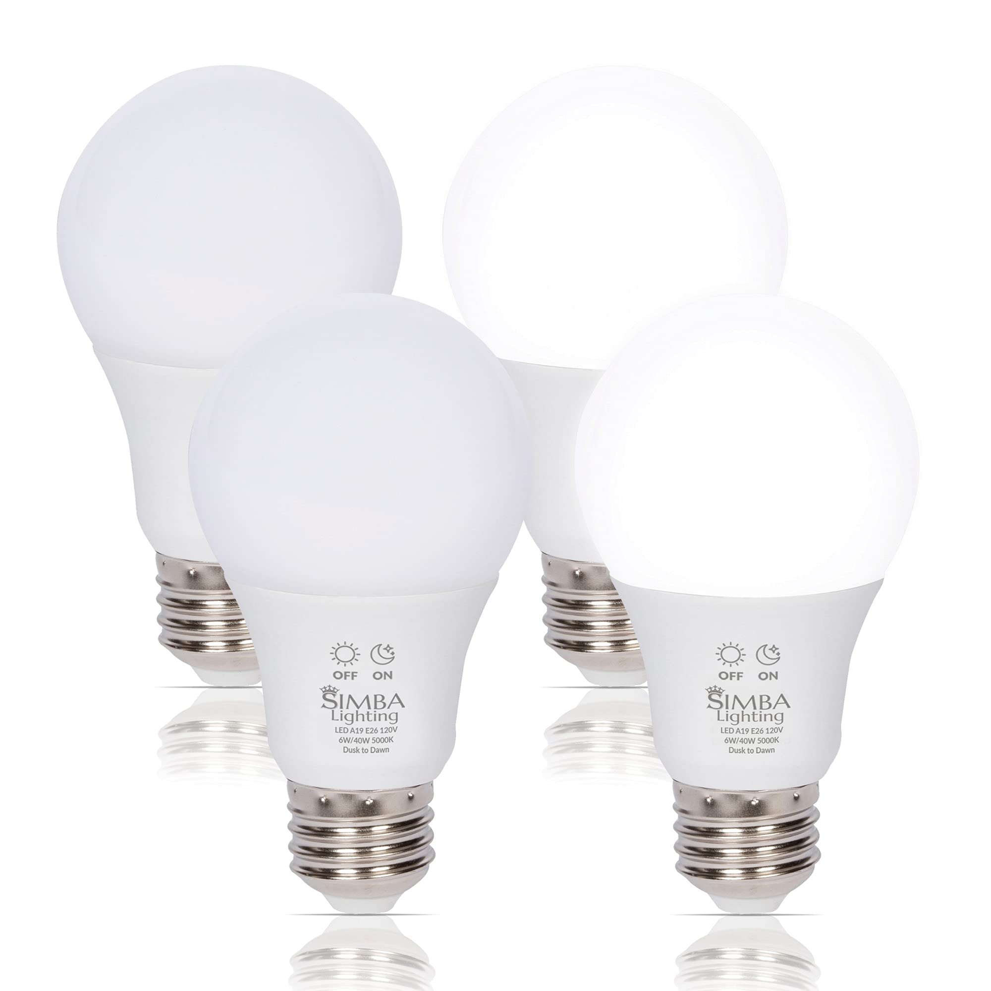 Simba Lighting Led Outdoor Light Bulbs, 4 Pack, Dusk To Dawn, E26, 5000K Daylight,