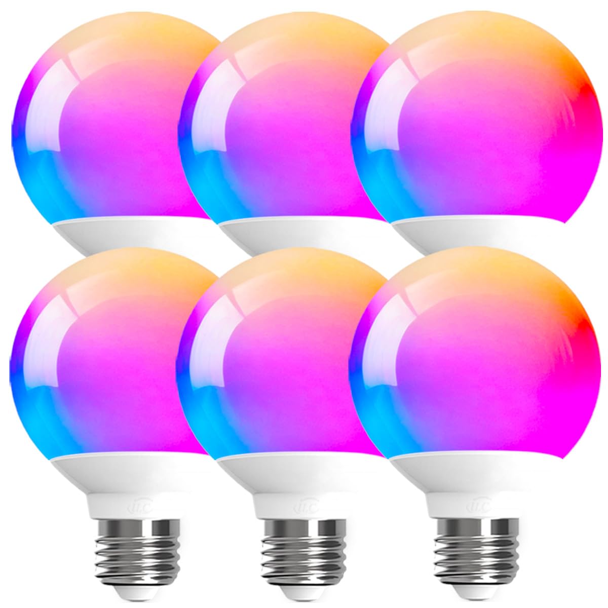 Ilc G25 Globe Light Bulbs, App-Controlled Vanity Light Bulbs With Bluetooth Mesh, Color Changing, 1600 Million Colors, 6W, 60W E