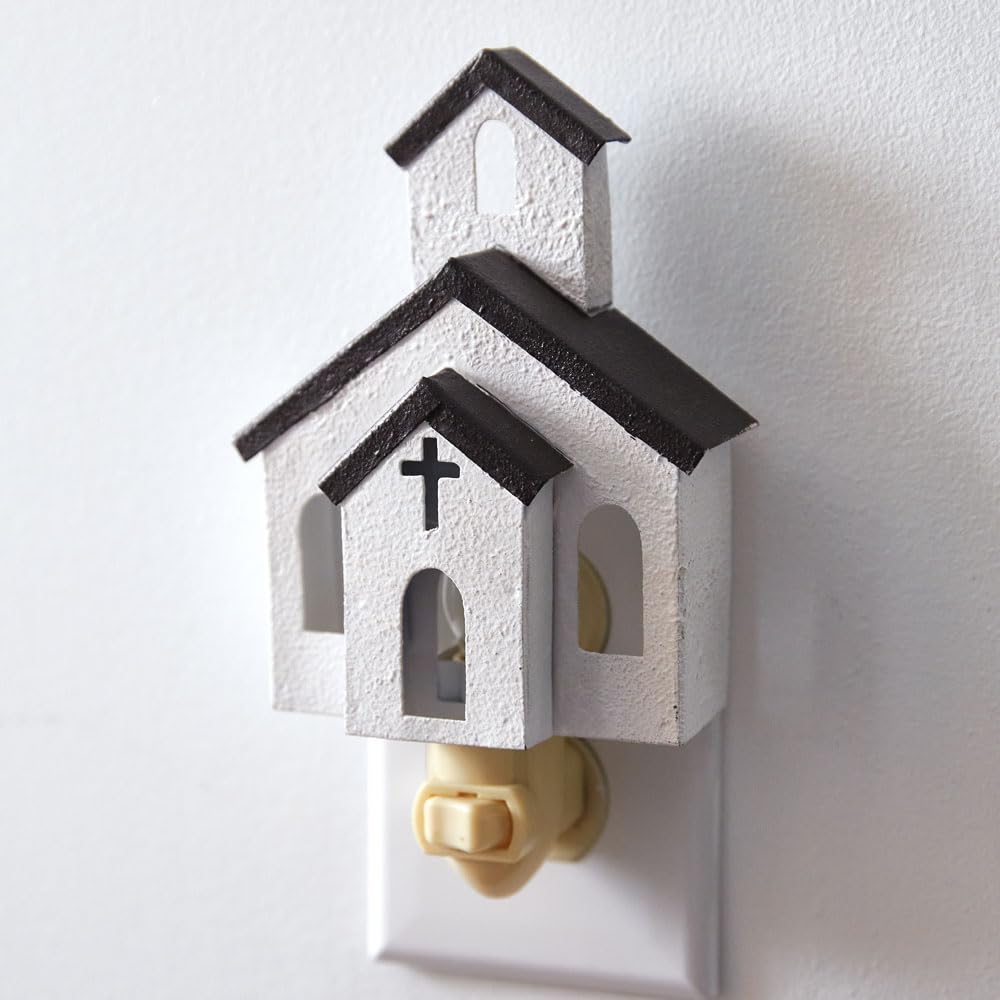CTW Home Collection Church Night Light, 6-inch Height, White, Plastic, Model 370971