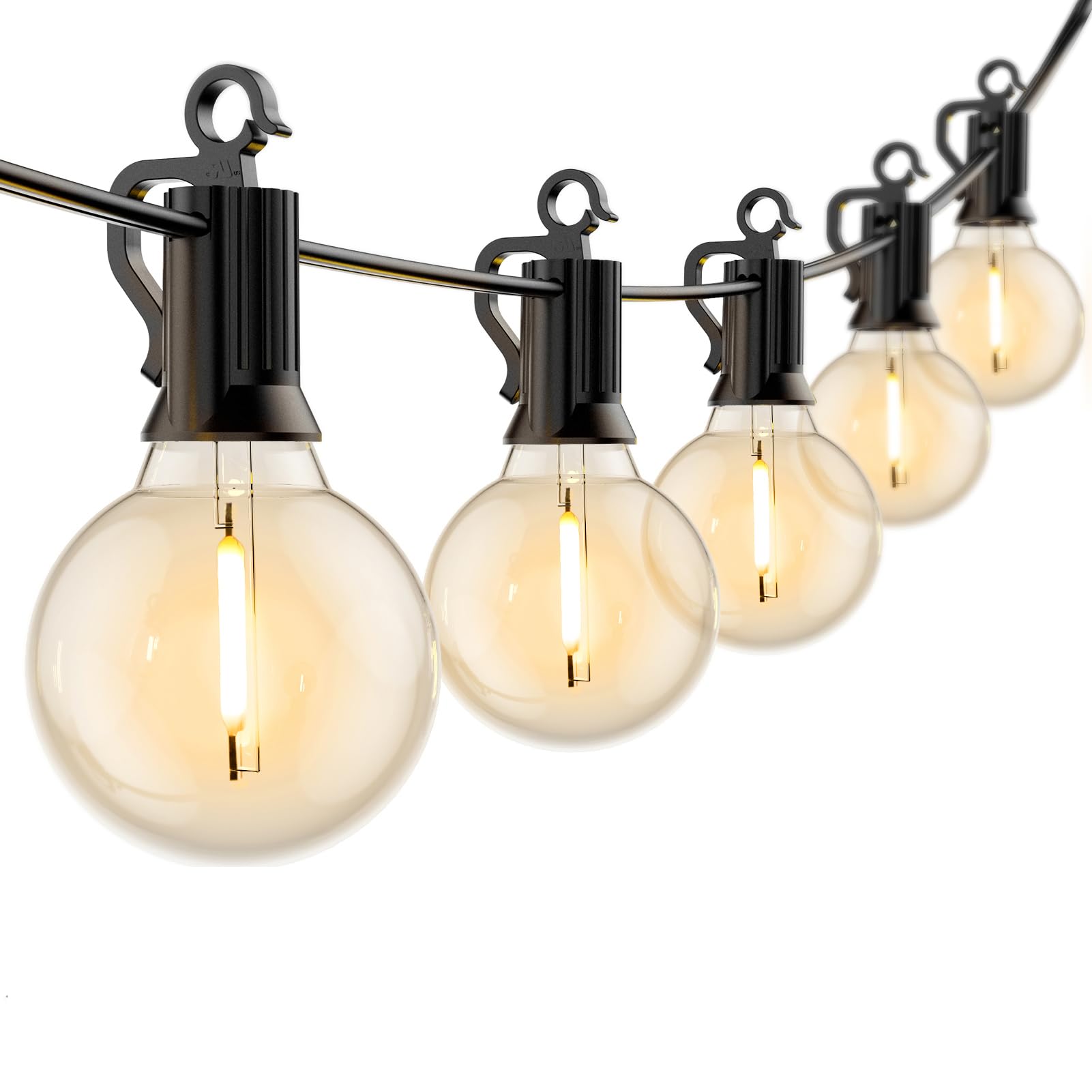 Outdoor String Lights Hanging Globe Patio Lights With 50 G40 Shatterproof Bulbs(2 Spare), Ip44 Waterproof Connectable Commercial