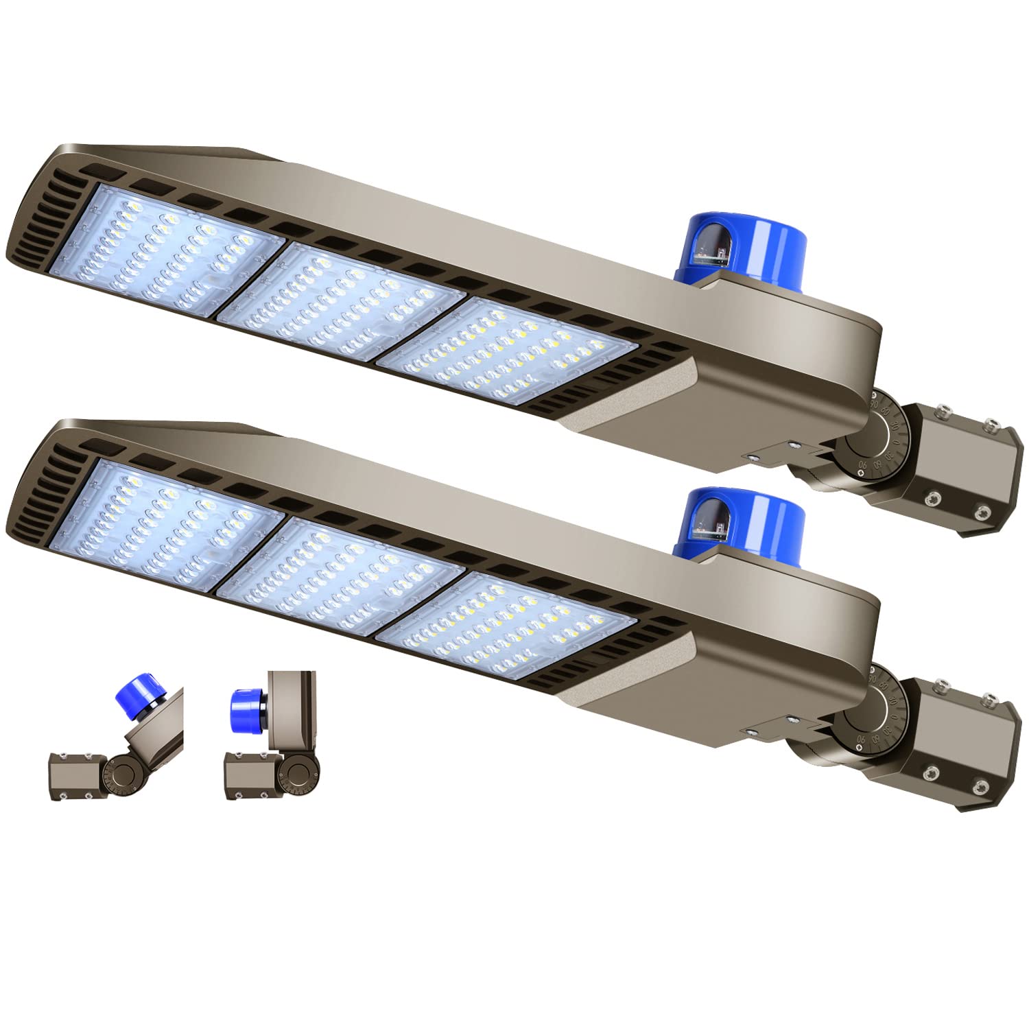 ledmo 300W LED Parking Lot Light 36000LM 5000K Adjustable Slip Fit, IP65 Waterproof, Brown 2 Pack, Model 298B