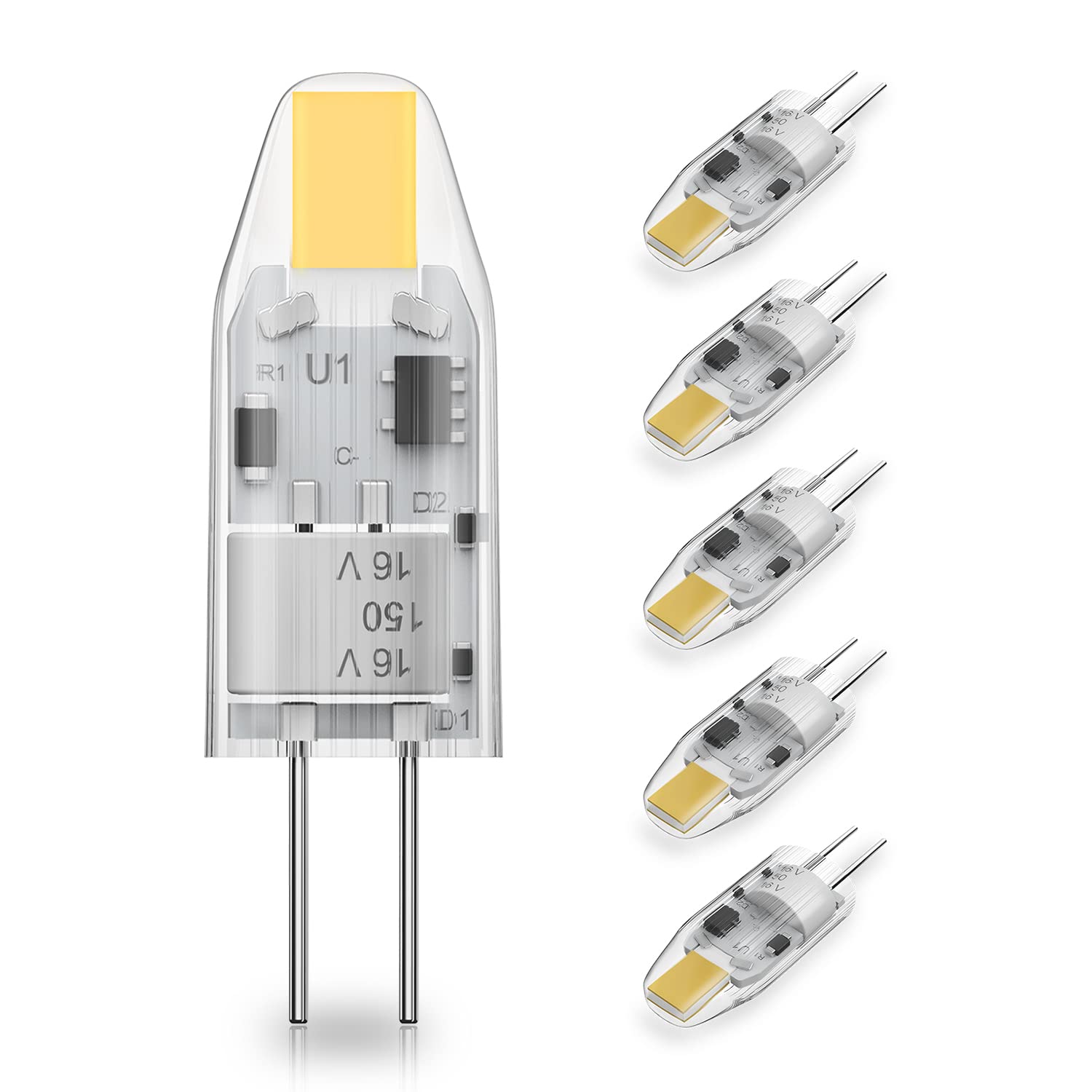 Yuiip G4 Led Bulb Ac/Dc 12V 1.2W (10W Halogen Bulb Replacement), 4000K Natural White Jc G4 Bi Pin Light Bulbs For Under Cabinet 