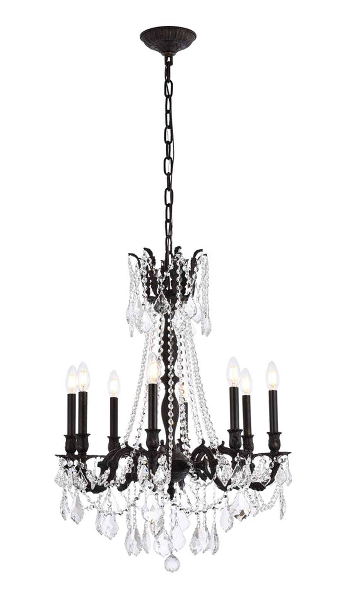 Elegant Lighting Royal Cut Crystal Chandelier, 24in x 30in, Bronze, Metal, Model 9208D24DB-GT/RC