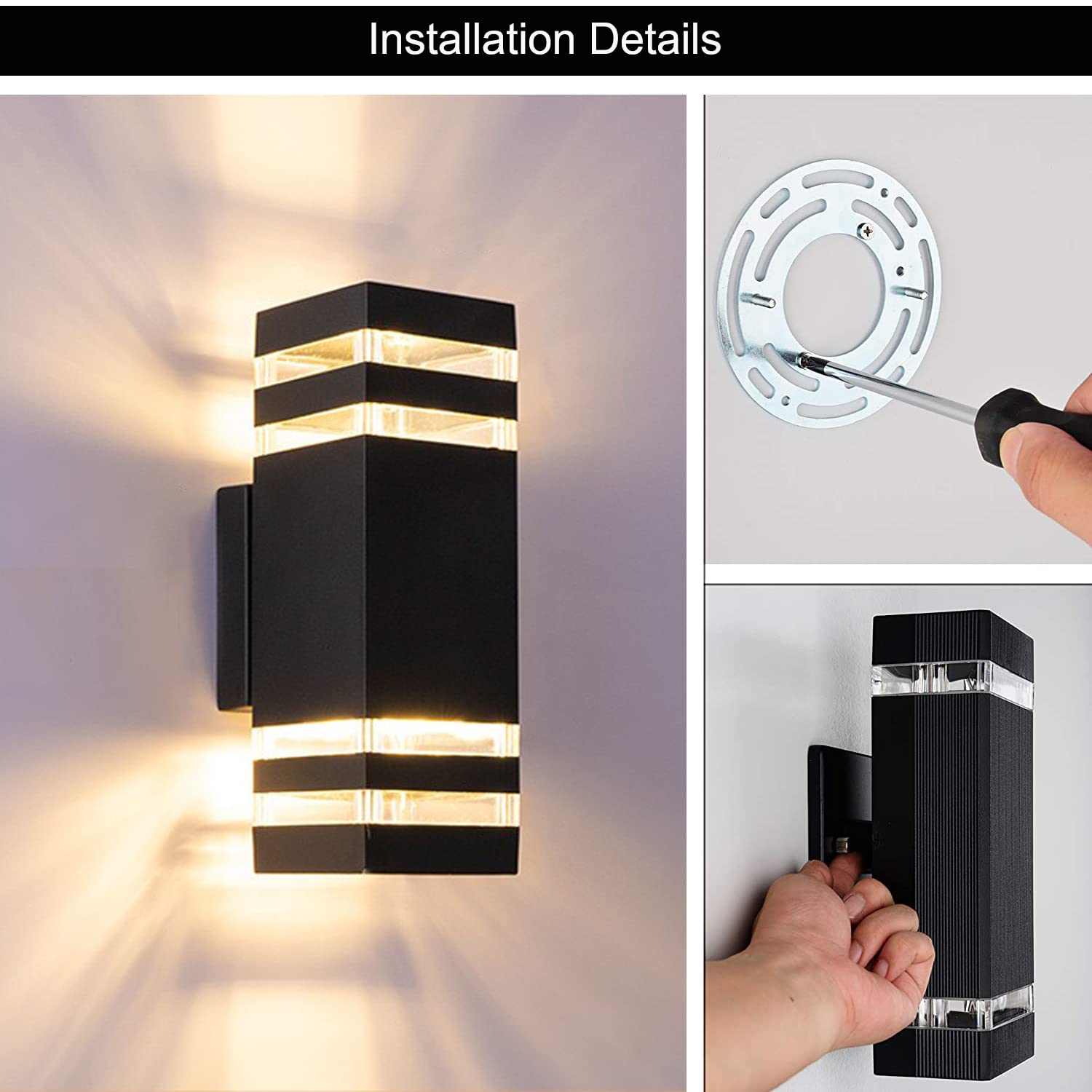 Rgzzup+Malcolm 4 Packs 14W 12Inch Led Square Up&Down Wall Lights 4000K Day White Outdoor, Aluminum Body Waterproof Ip65 Led Porc