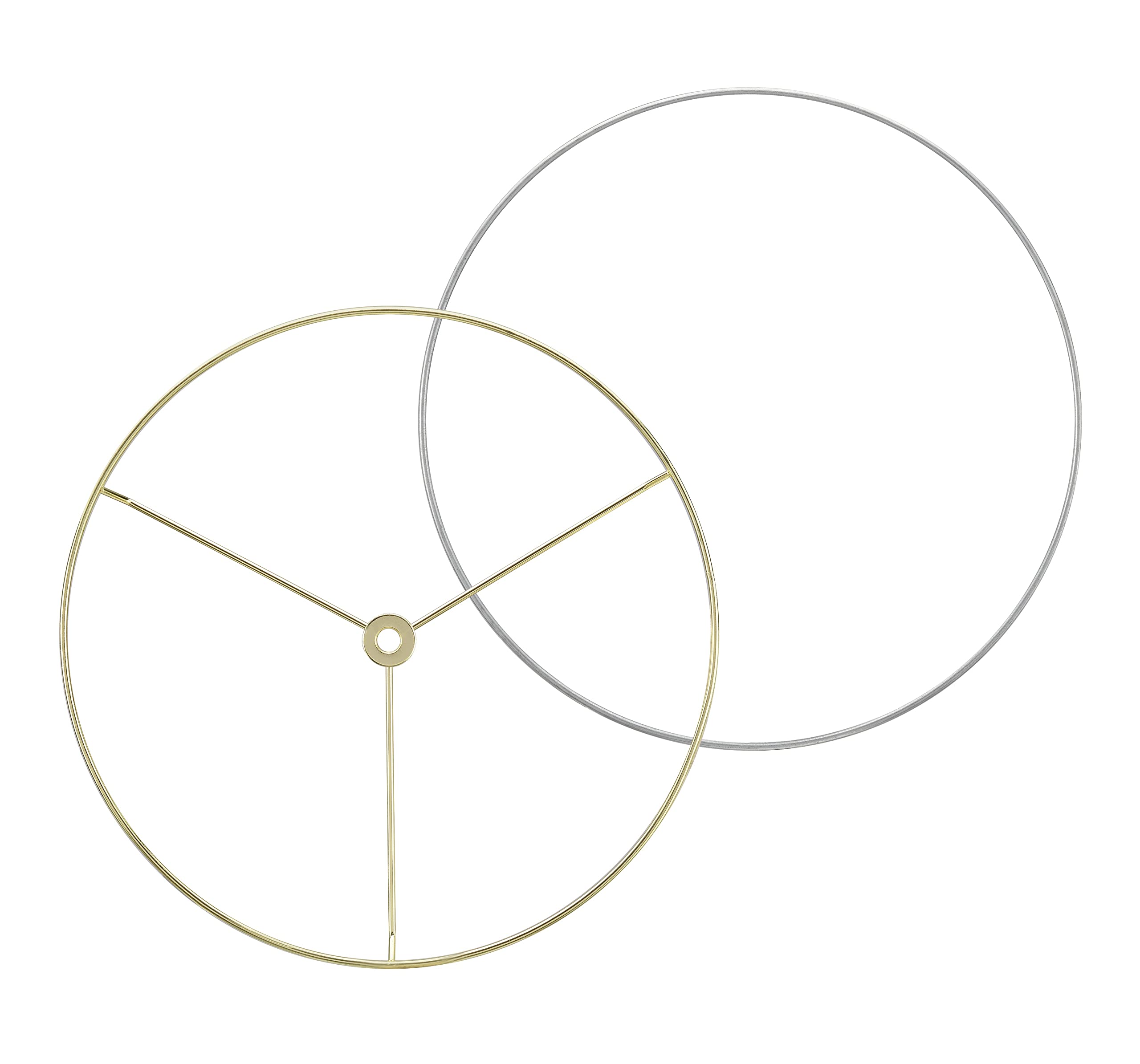 Aspen Creative 20107-11, Metal DIY Drum Lamp Shade Strong Ring, US Style Spider that Connects to Lamp Harp, Top Ring-Brass Plated/Bottom Ring-Galvanized, 18&quot; Diameter Ring