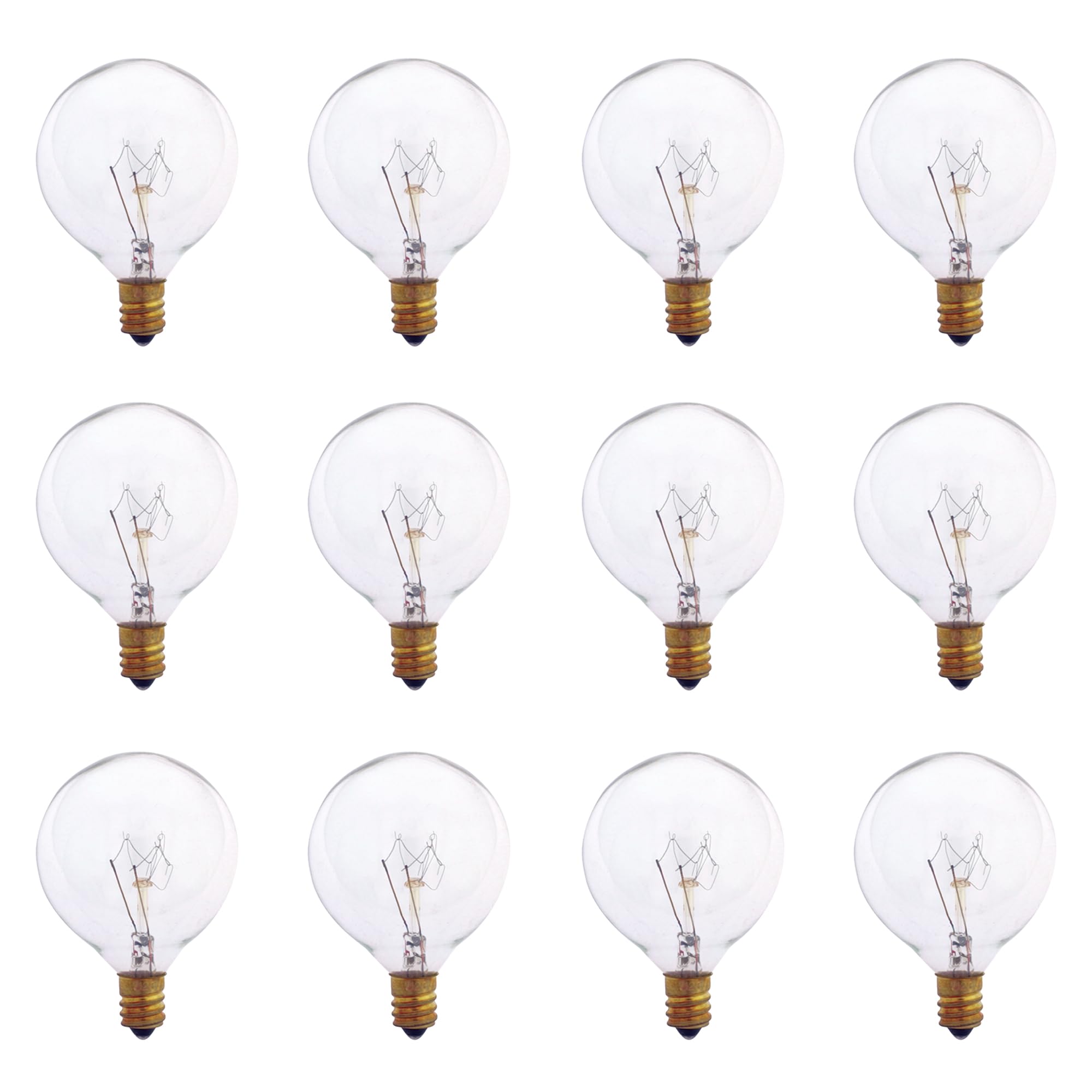 Sunlite G16.5 Incandescent Clear Globe Light Bulb, 15 Watts, 105 Lumens, 120 Volts, Candelabra E12 Screw Base, Title-20 Complian