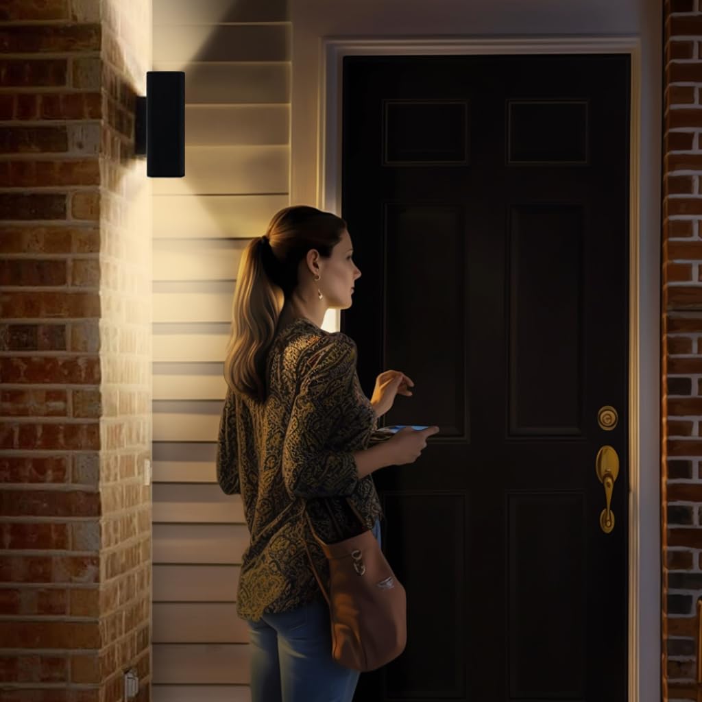 SHIMR Dusk to Dawn Porch Light, Aluminum Waterproof Wall Sconce, 1 Pack, Matte Black, Model S1