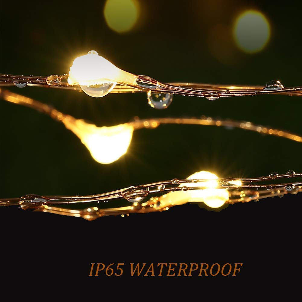 Solar String Lights Outdoor, 33Ft 100Leds Solar Fairy Lights With 8 Lighting Modes Waterproof Decorative Copper Wire Lights For Christmas Patio Party Garden Gate Yard Wedding (Warm White, 2Pack)