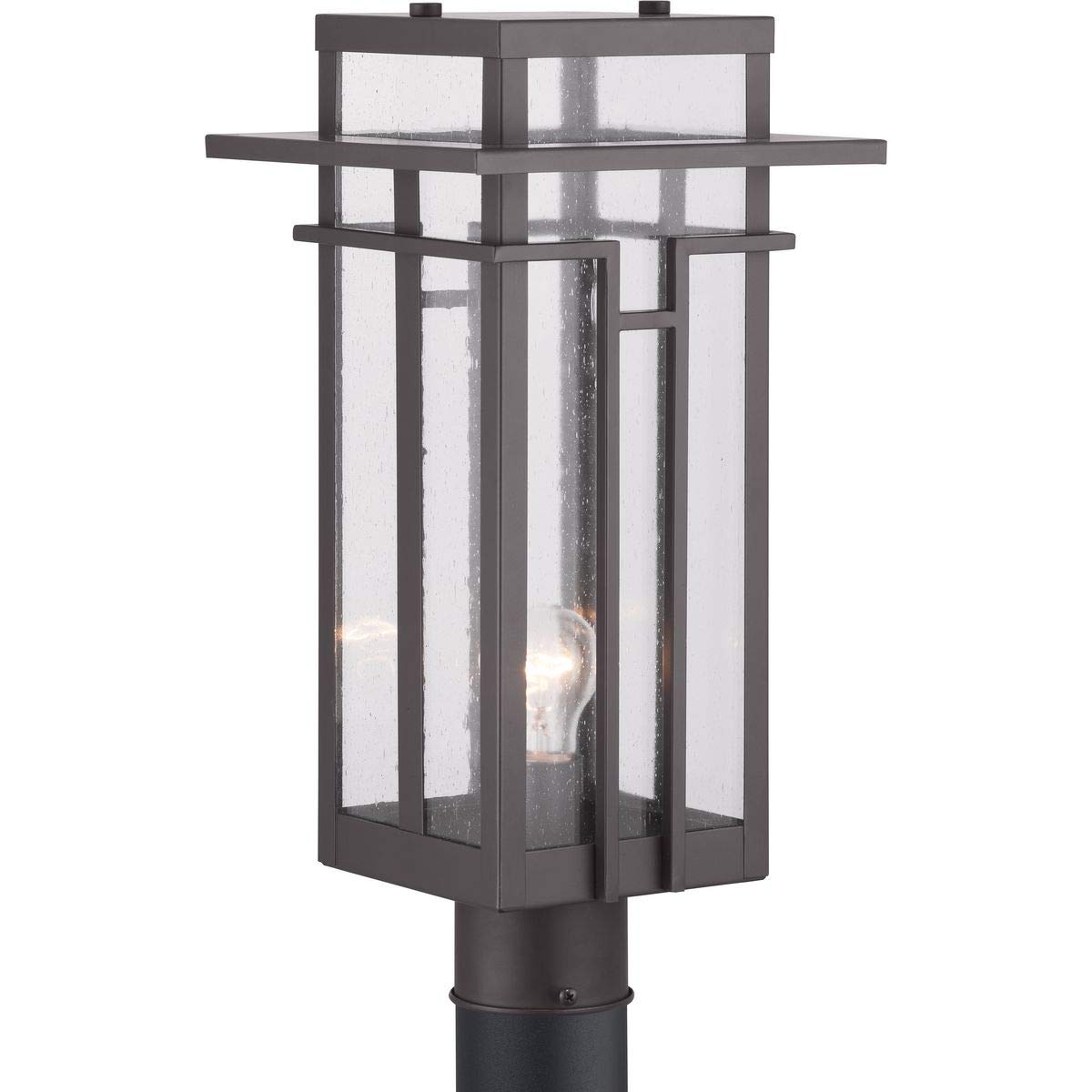Progress Lighting Boxwood Outdoor Post Lantern Light, 1-Light, Antique Bronze, 18.25x9.00x9.00, Alloy Steel, Model P540010-020