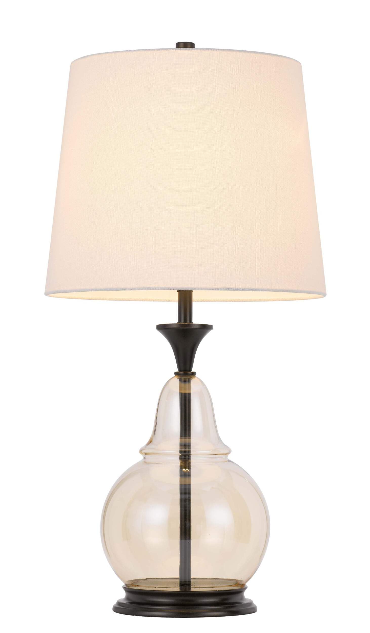 HomeRoots Metal Table Lamp with White Empire Shade, 28 in., Model 524721