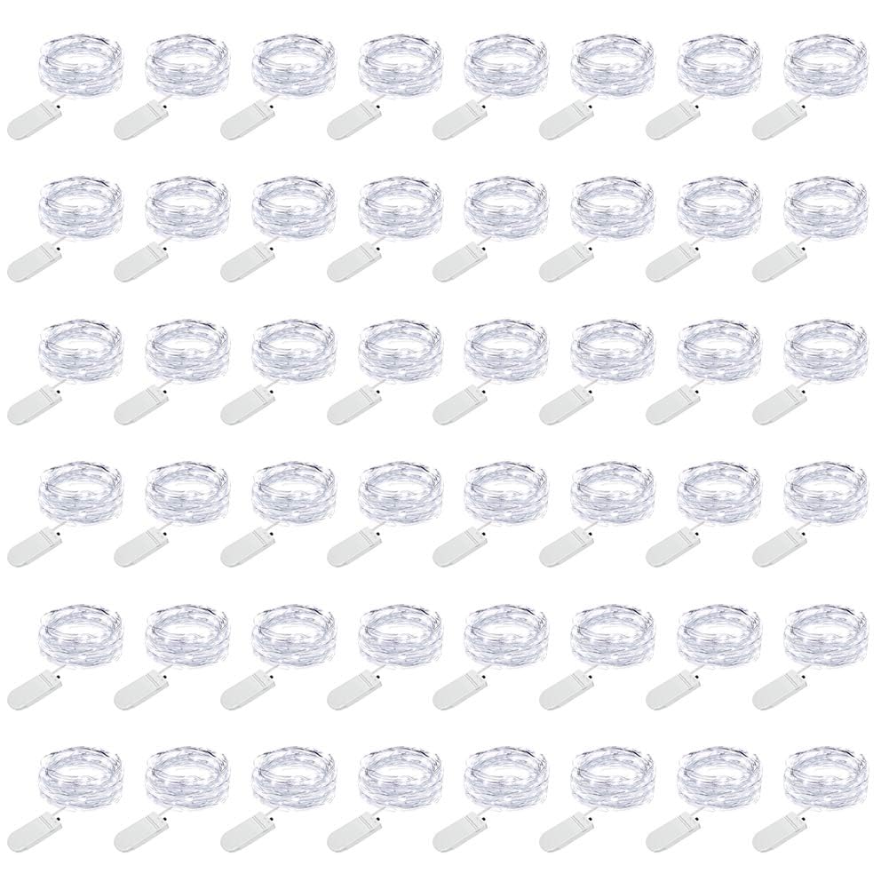 MUMUXI 48 Pack 7.2ft Fairy Lights Battery Operated, 20 Micro LED Mini Waterproof String Lights Silver Wire Firefly Starry for DI