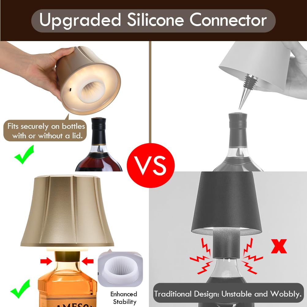 WILIT Wireless Bottle Lamp Shade, Touch Lamp for Home Bar, Modern Design, 1pc-Matt Gold, Made of Acrylonitrile Butadiene Styrene