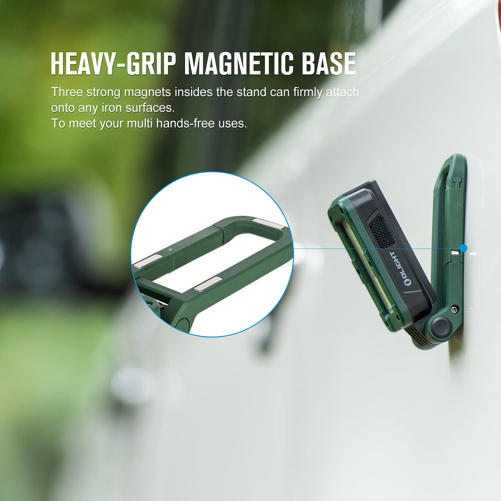 OLIGHT Swivel Work Light, 400 Lumens, Rechargeable, Magnetic Base, 5 Light Modes, Moss Green, Model O-Swivel-MG#US-FBA