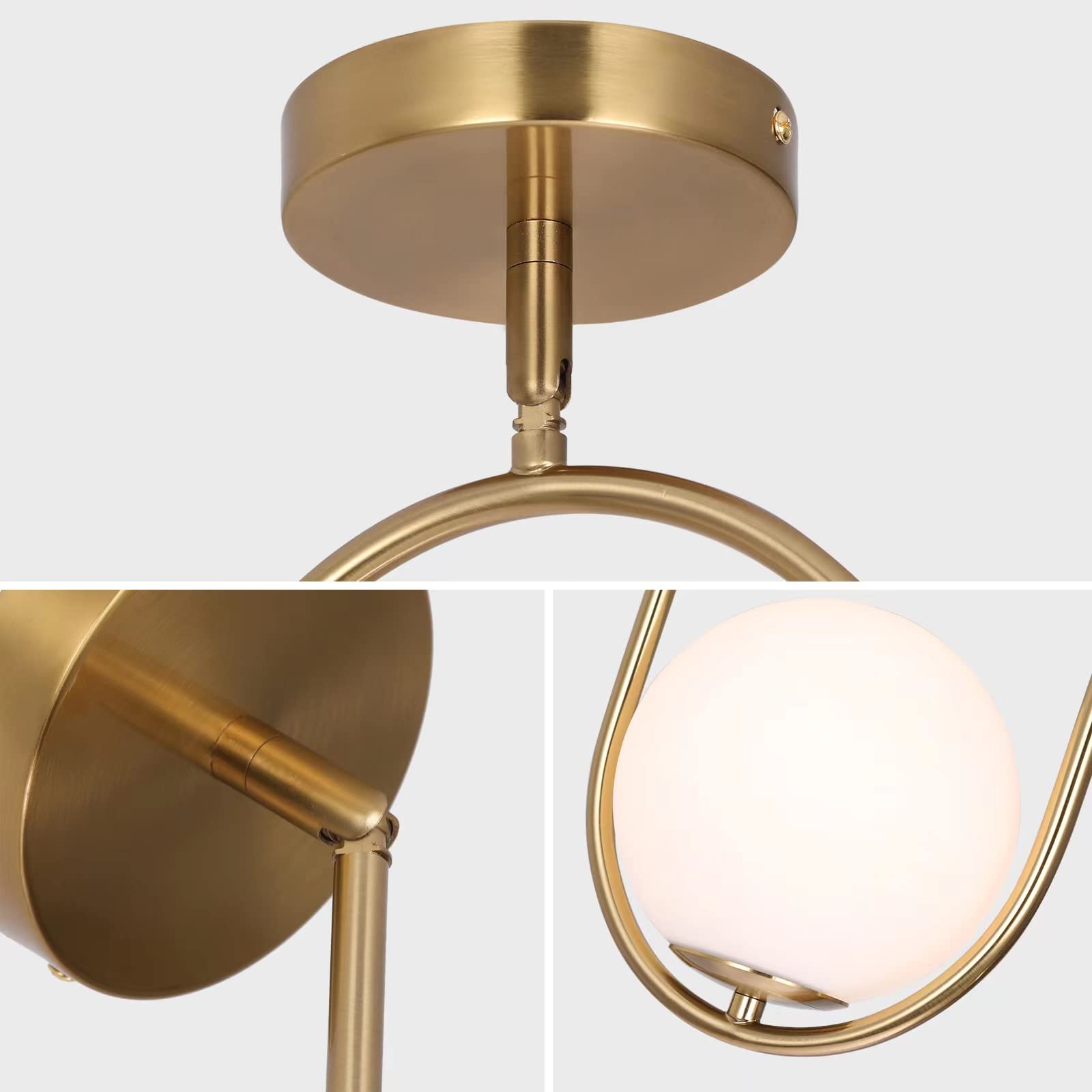 SeeU Modern Pendant Light Fixture, 1 Light Chandelier, Gold Metal, Adjustable Length, Model 792332766500