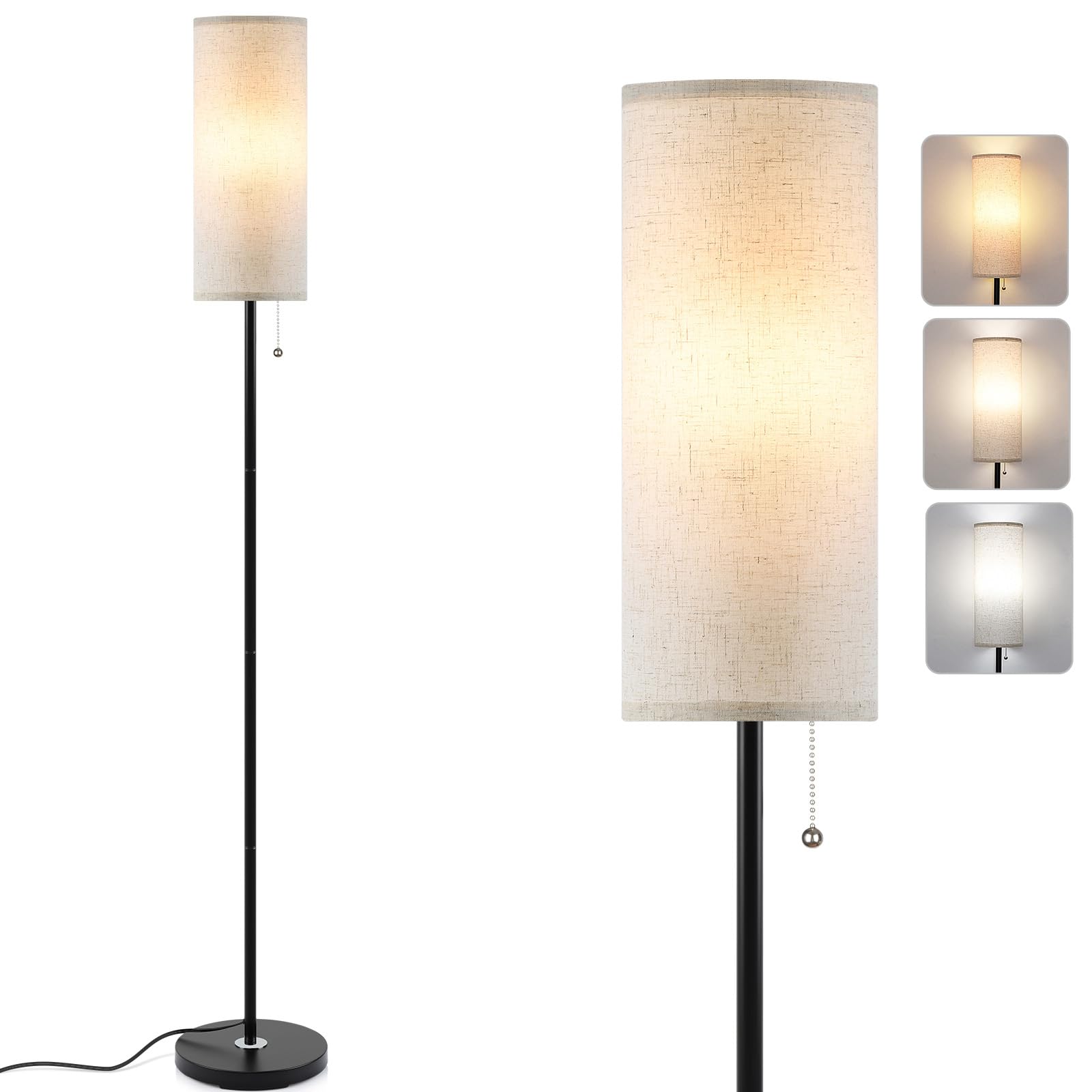 Coucrek Floor Lamp For Living Room, 3 Color Temperature Modern Standing Lamps, Minimalist Pole Lamp Tall Lamps For Bedroom Livin