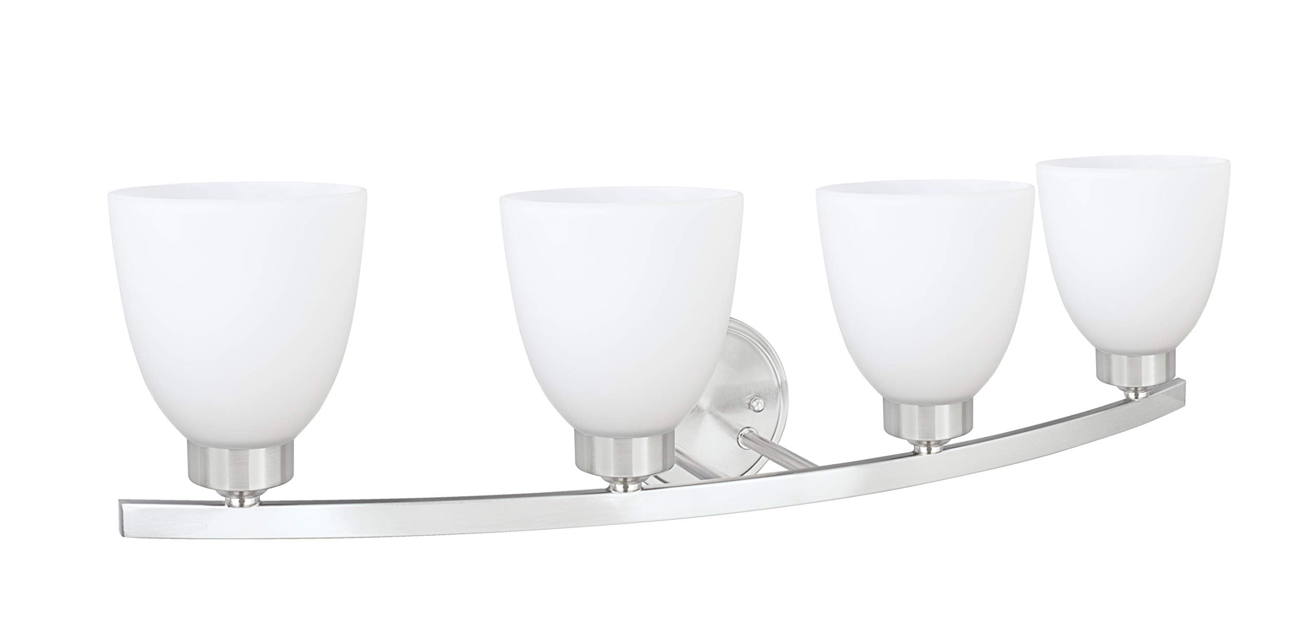 Aspen Creative Four-Light Metal Bathroom Vanity Wall Light Fixture 28-3/4in Satin Nickel Model 62205-1