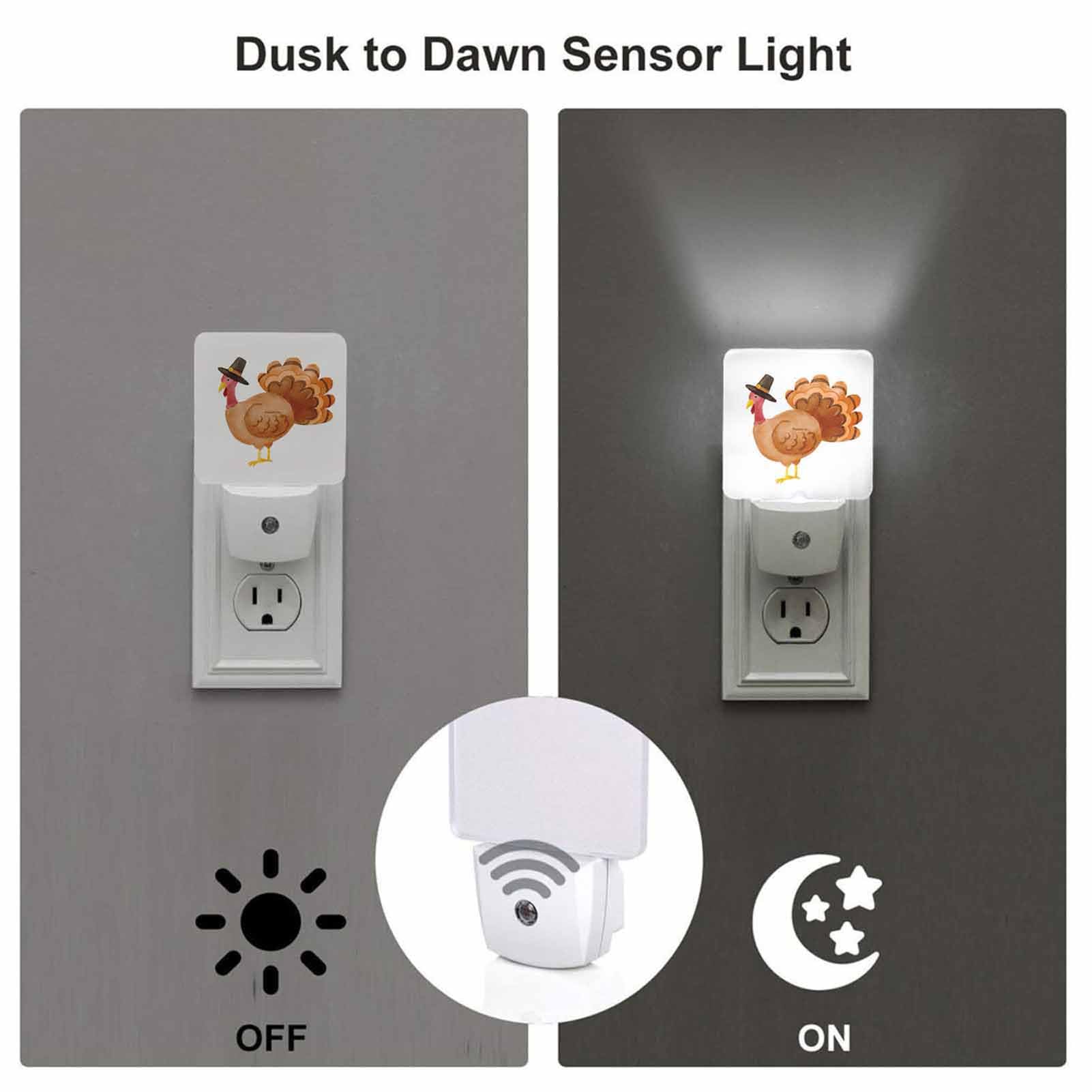 Chrobak Led Night Light With Dusk To Dawn Sensor, 41W Watercolor Thanksgiving Turkey, Model Wml-Night-Light-231023-45