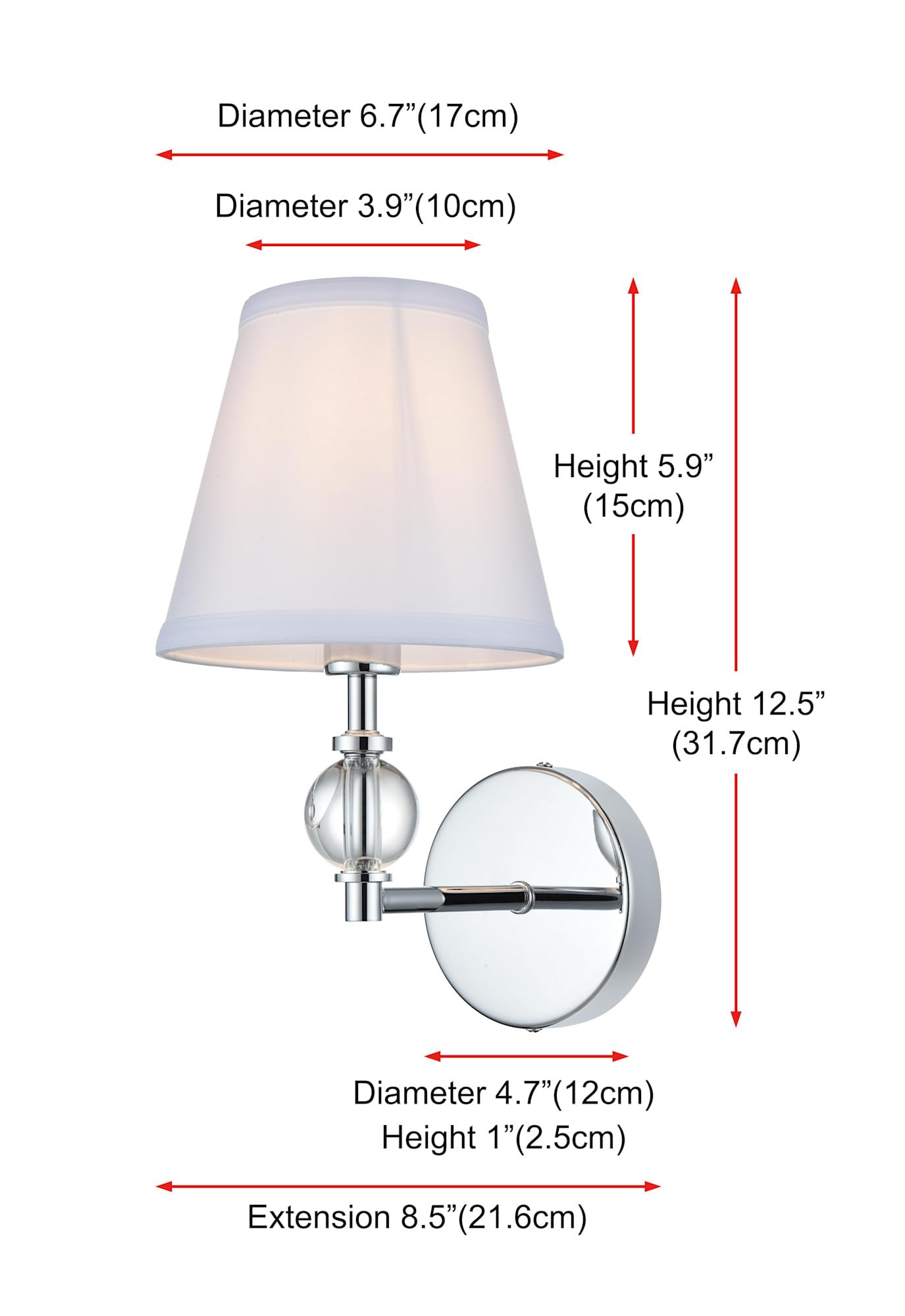 Living District Indoor Modern Home Decorative Bright Ceiling Bethany 1 Light Bath Sconce in Black with White Fabric Shade