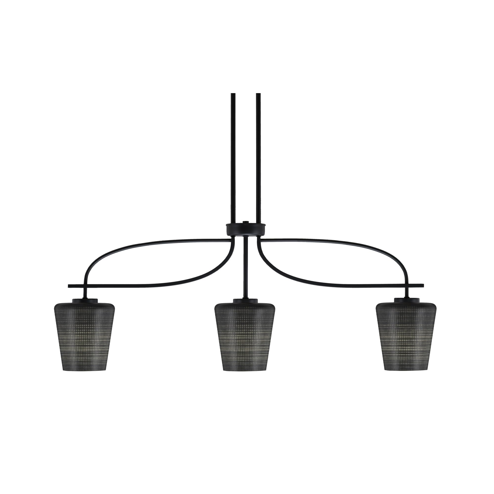 Cavella 3 Light Island Light Shown in Matte Black Finish with 6" Black Matrix Glass