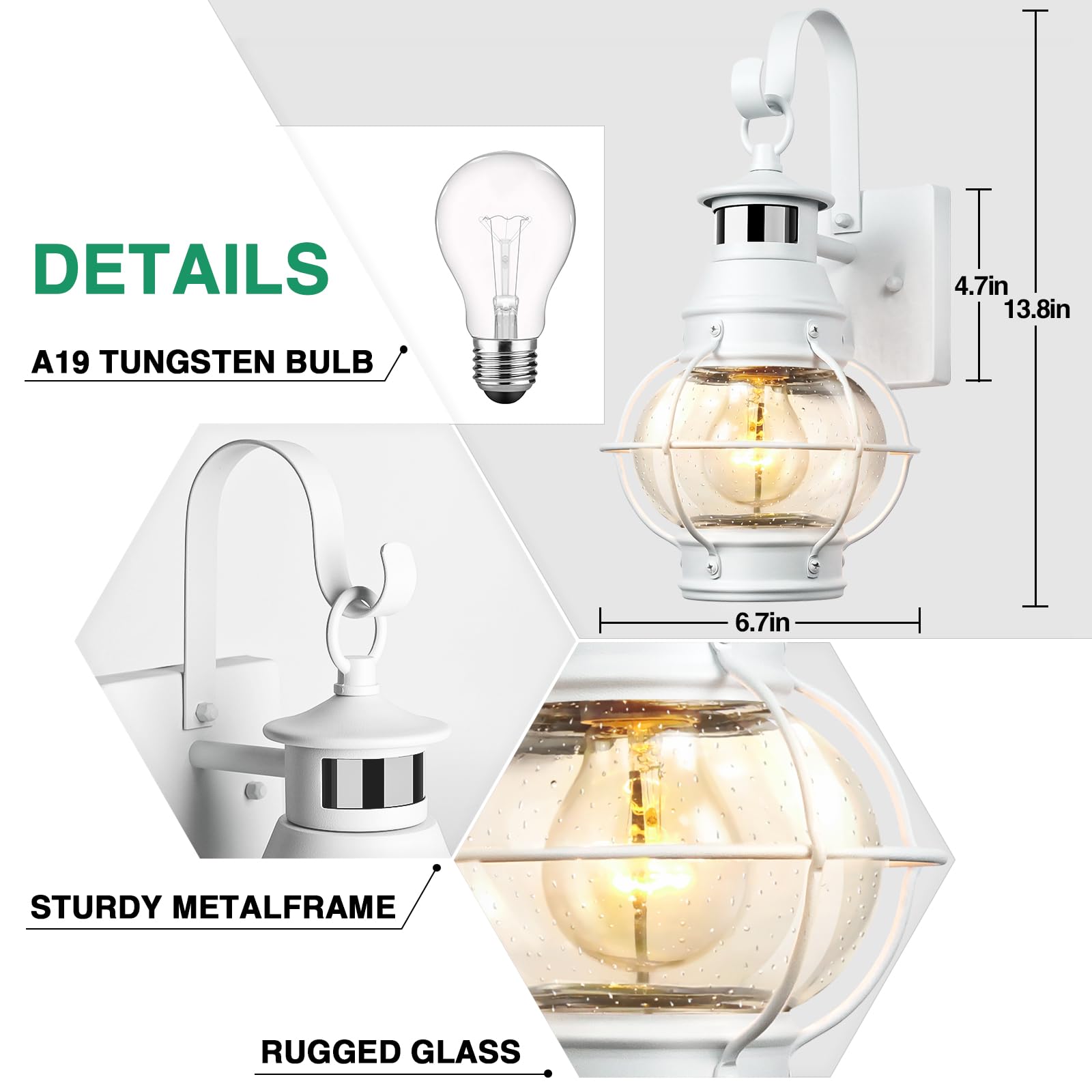 Lamomo White Outdoor Light, Exterior Front Porch Lights For House,Dusk To Dawn Motion Sensor Lights,Waterproof Anti-Rust Wall Mo