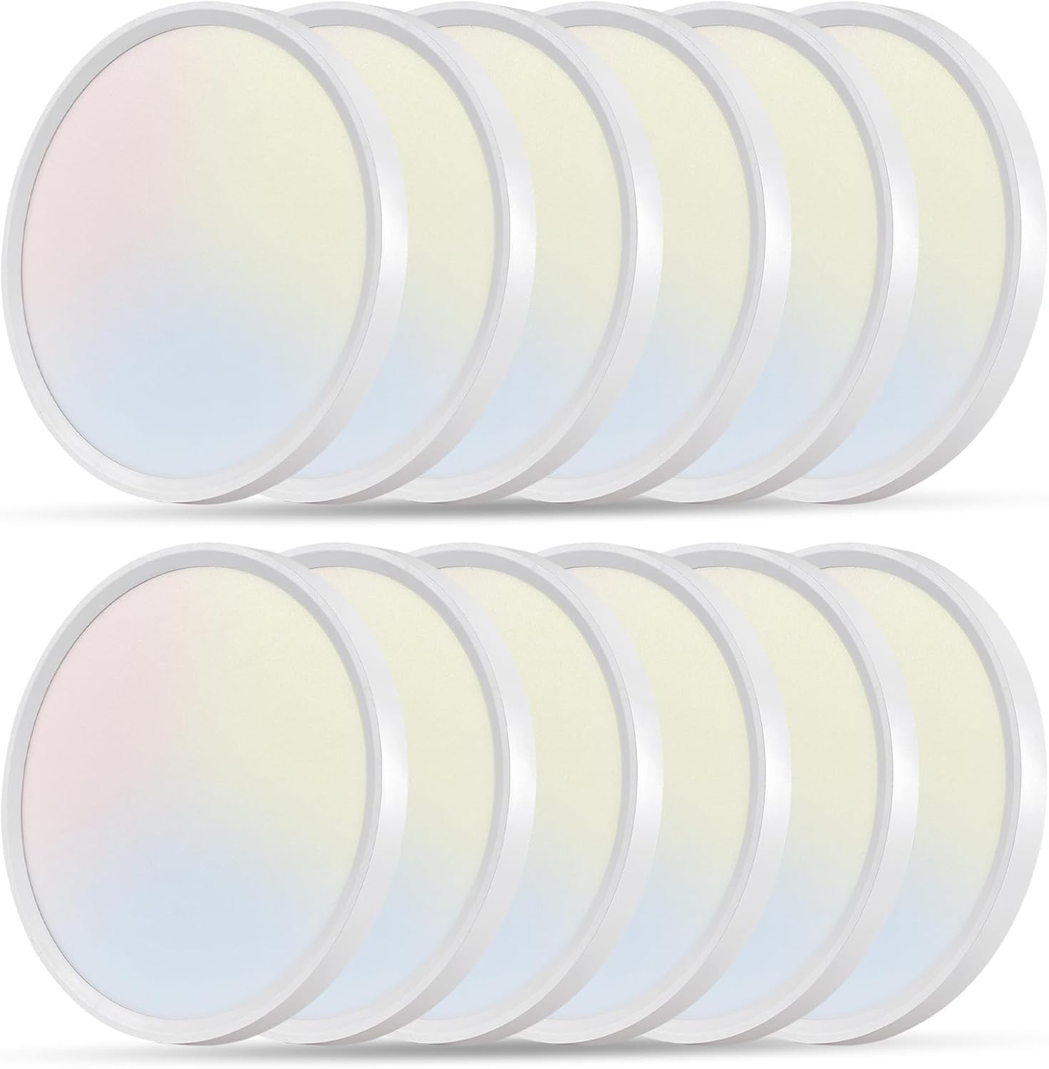 Offiy 12Pk 12 Inch Led Flush Mount Super Slim Ceiling Light, 24W, 2520Lm, 3000K/4000K/6000K Cct Selectable, Close To Ceiling Rou