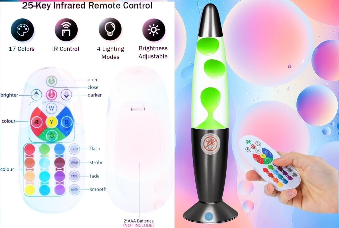 13.5'' Led Liquid Motion Lamp - Versatile Remote Control For 17 Unique Color Transitions, Soothing Liquid Night Light, Perfect F