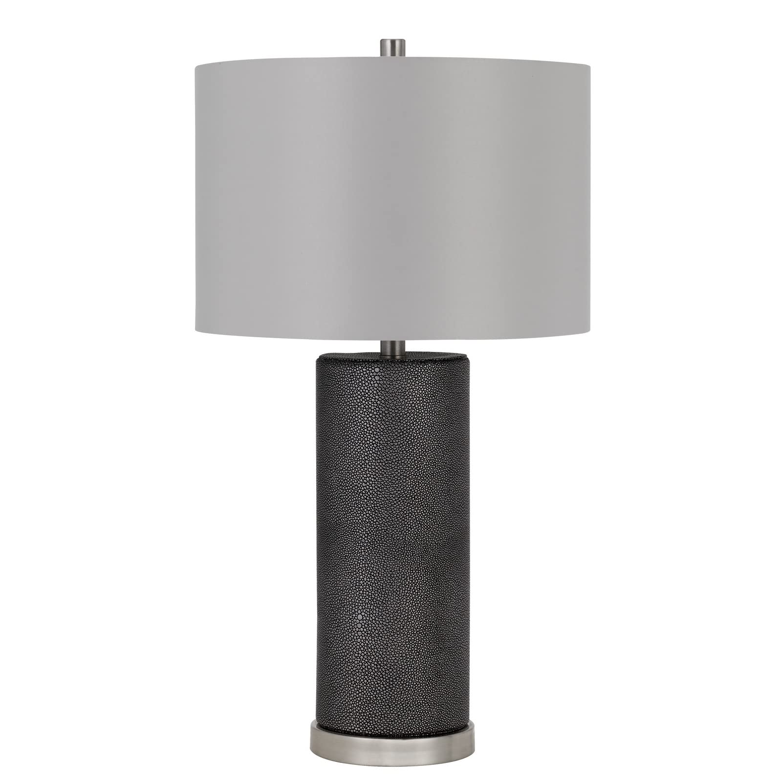 Benzara Ceramic Table Lamp, 27 in., Dimmer, Faux Leather Wrapped, Gray, Model BM272316