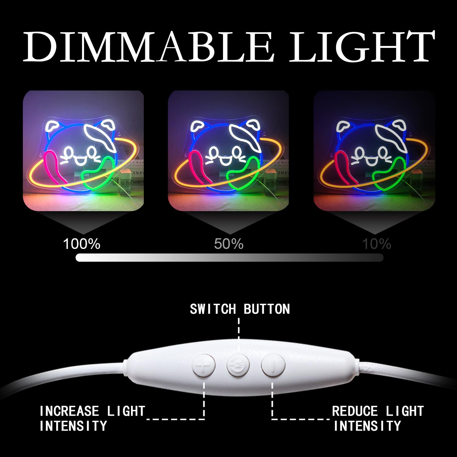 LUCUNSTAR Neon Cat Sign - USB Powered, Adjustable Brightness, Plastic Wall Decor for Home, Bedroom, Pet Shop, Cute Design
