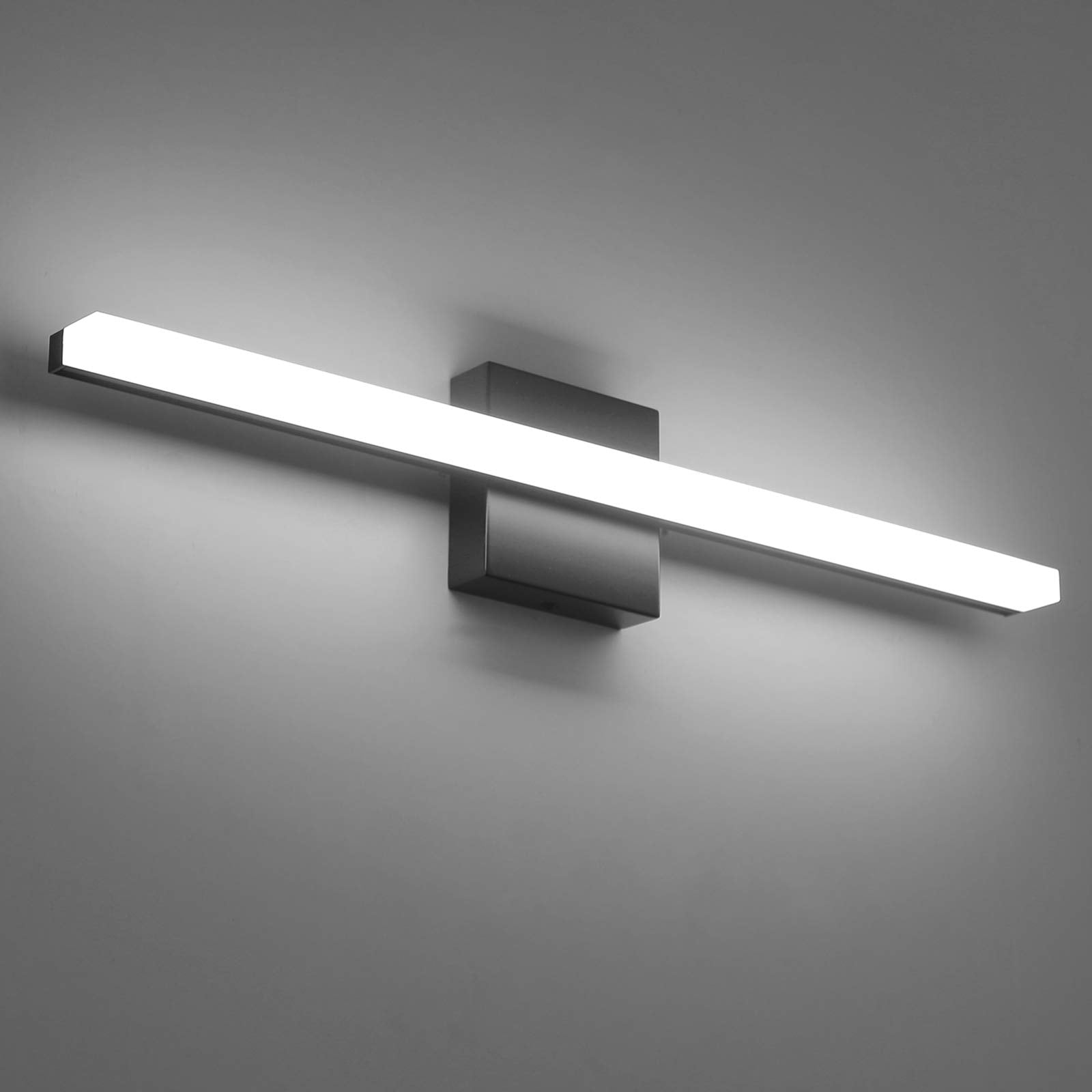 Combuh Bathroom Light Fixtures 14W Black Vanity Lights 24 Inch Stainless Steel Wall Sconce Cool White 6000K Model 6270