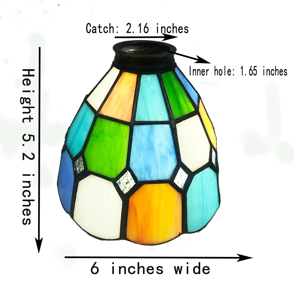 Huimeiju Stained Glass Lampshade, Hmj6012 Tiffany Glass Lampshade,2Pcs Set, Fan Lampshade Replacement, Multicolored Glass Combin