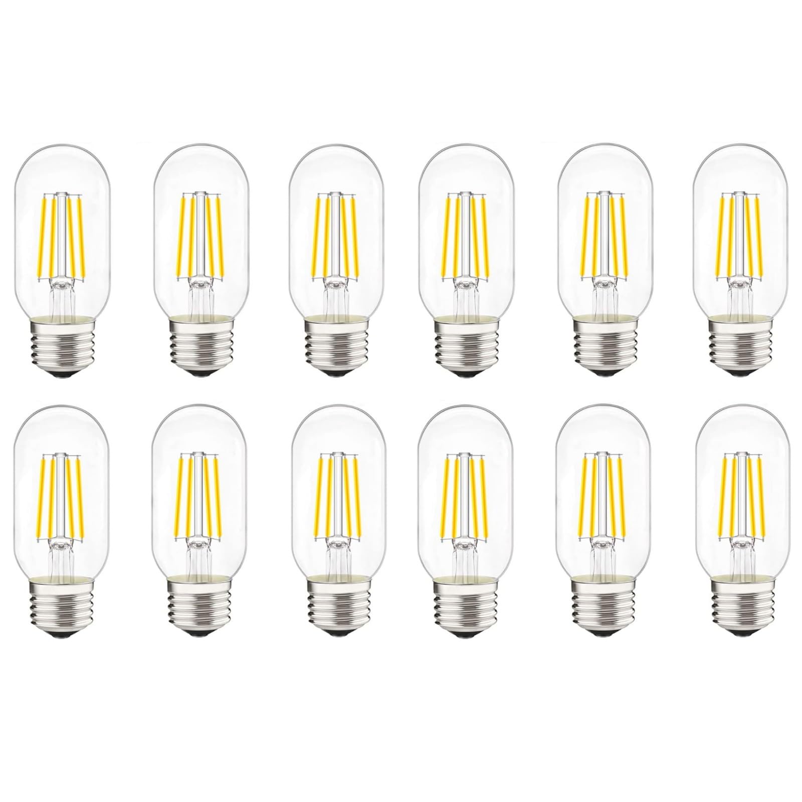 liveMAX LED Tubular Bulb 4W Daylight 4000K E26 Clear Edison Bulb Pack of 12, Antique Style, 400 Lumens, Non-Dimmable