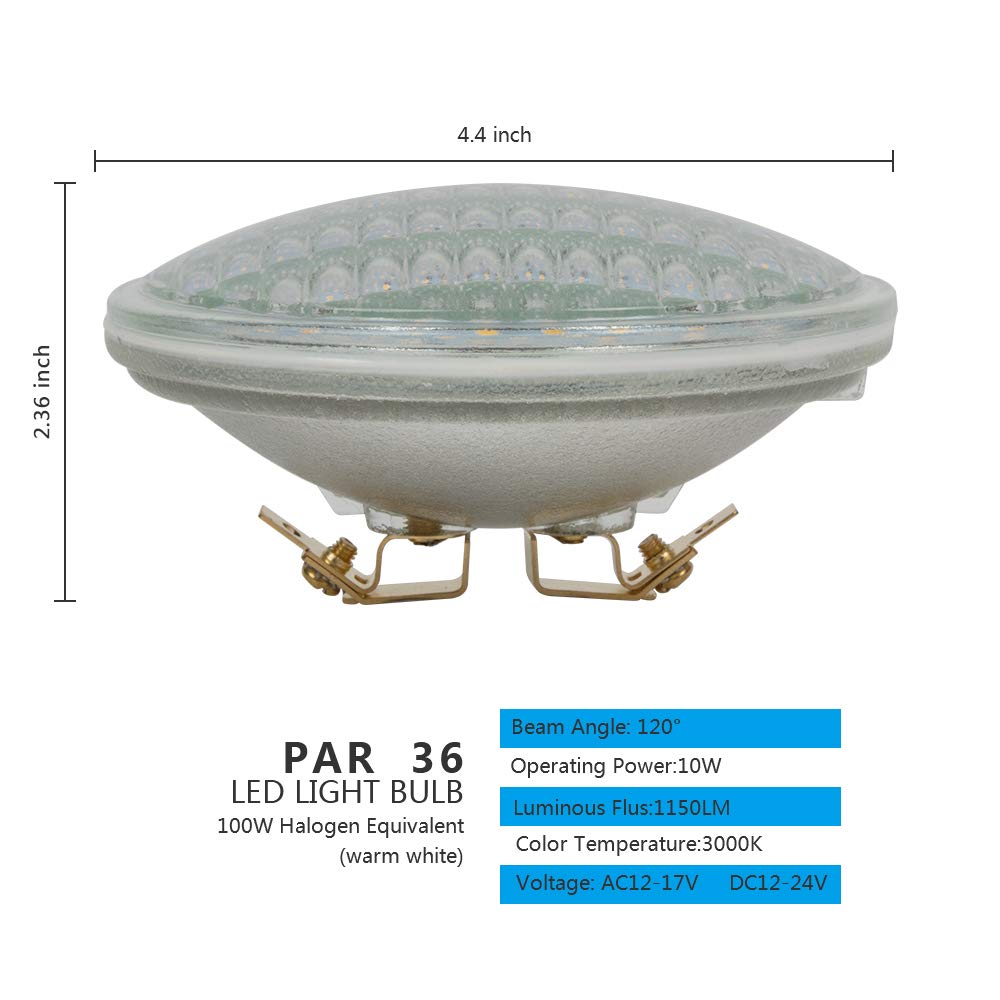 Zorykn Par36 Led Landscape Bulb,10W 1150Lm 100W Halogen Equivalent,Ac12-17V,Dc12-24V,Water Resistant,Par36 Led Bulb For Landscap