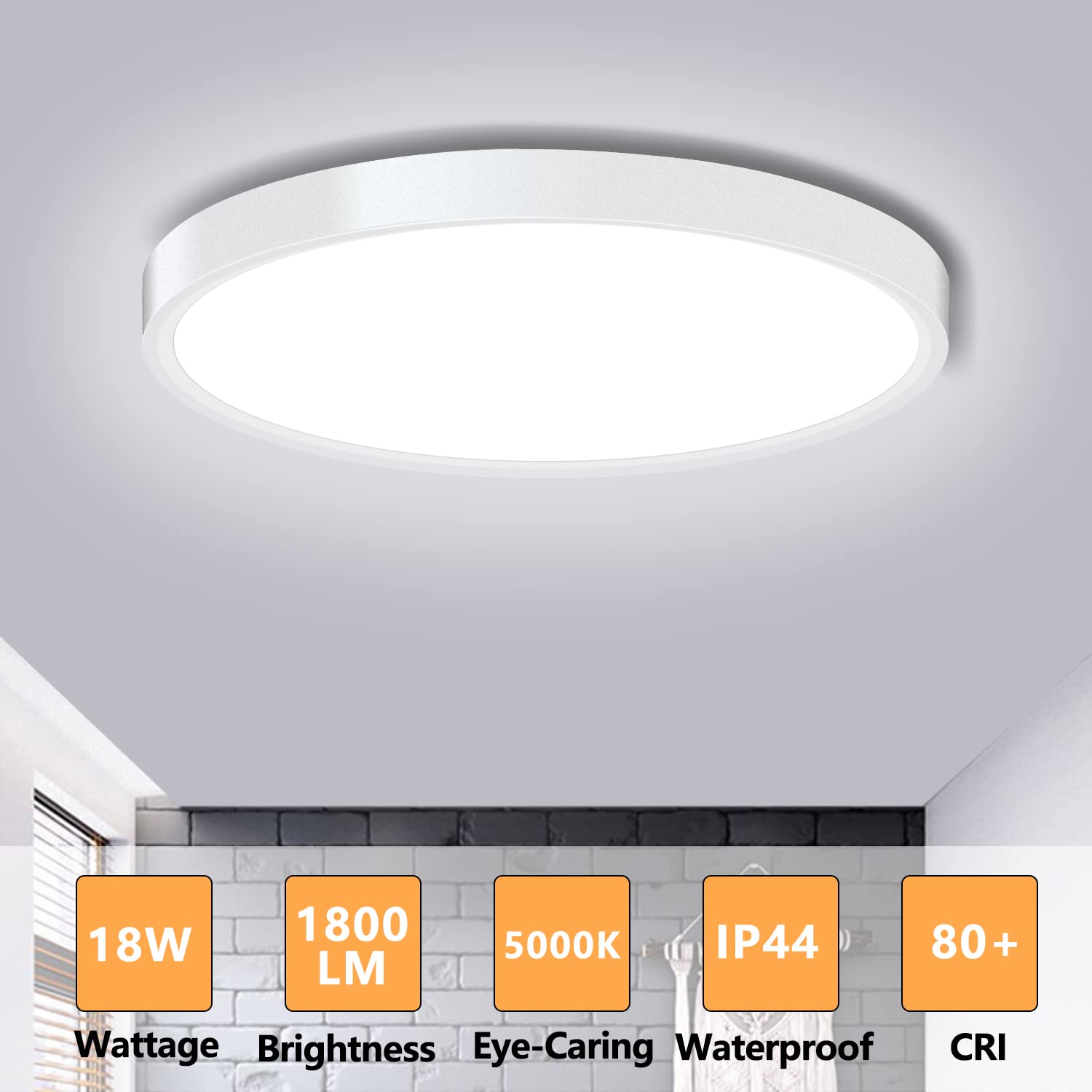 Charyjod 2 Pack 9&quot; Led Flush Mount Ceiling Light Fixture, 18W 5000K For Home & Kitchen