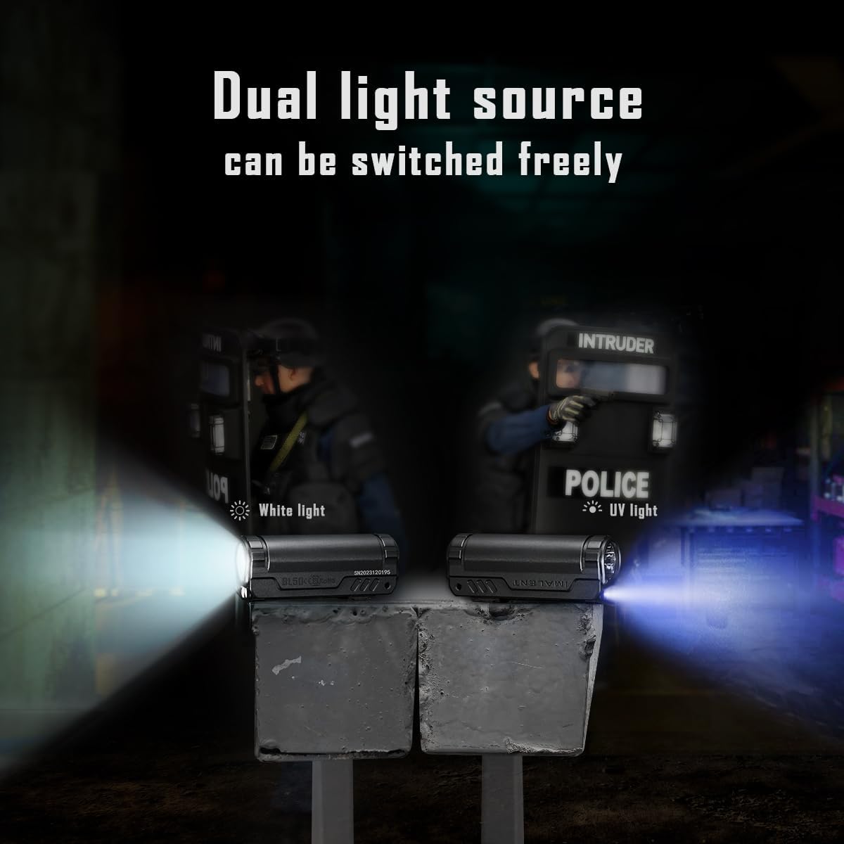 IMALENT BL50 Rechargeable EDC Flashlight 3600 Lumens, UV & White LED, Aluminum, Black