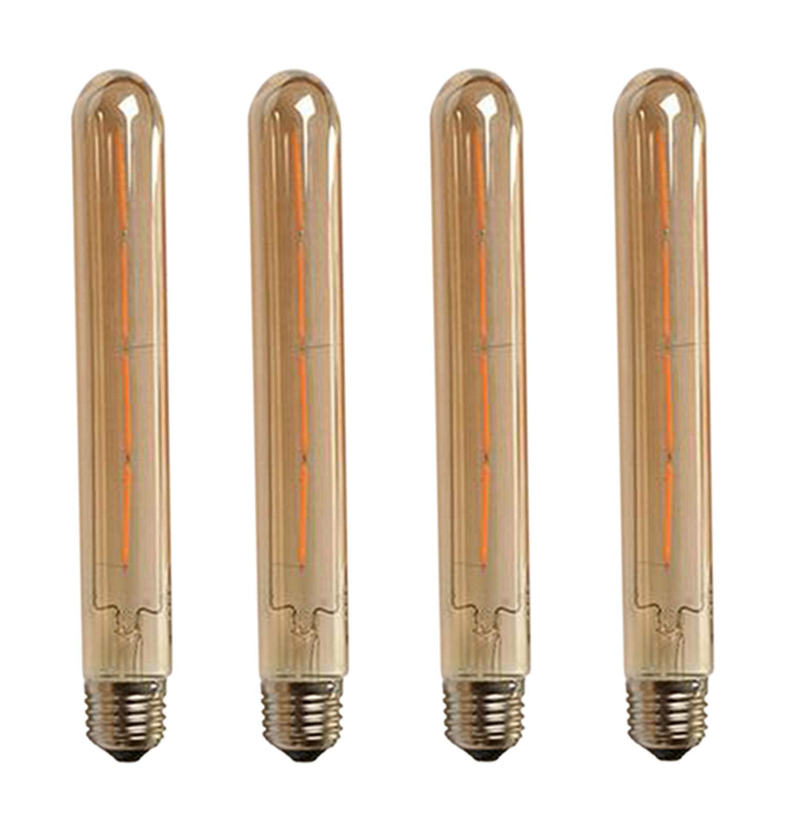 T30 Edison LED Long Bulb T30-225 4W Dimmable Vintage Light Bulb Long Tubular Vintage LED Light,E26/E27 Medium Base,Amber Glass,Warm White 2300K,4W(40W Equivalent),Dimmable,Pack of 4