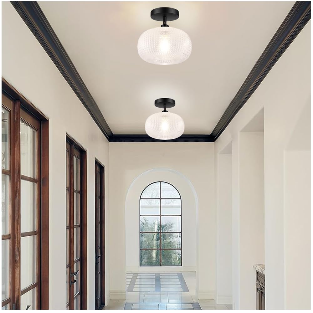 Semi Flush Mount Ceiling Light,Black Hallway Light Fixture,Globe Glass Ceiling Lights,Vintage Close To Ceiling Light,Industrial Kitchen Light Fixtures,Farmhouse Ceiling Light For Entryway,Foyer