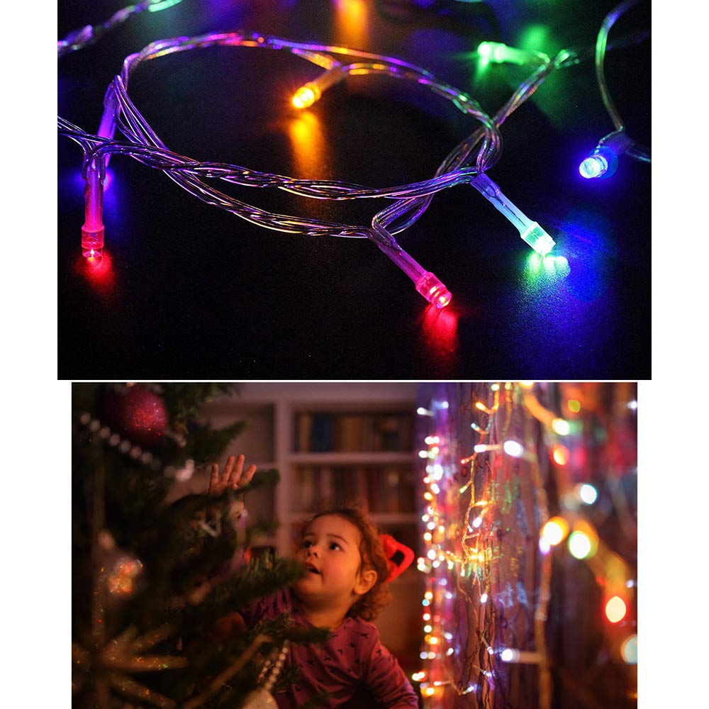 MYGOTO Xmas String Lights 500 LED 165ft 8 Modes Plug-in Multicolor Fairy Lights for Home Garden Party Wedding Decoration