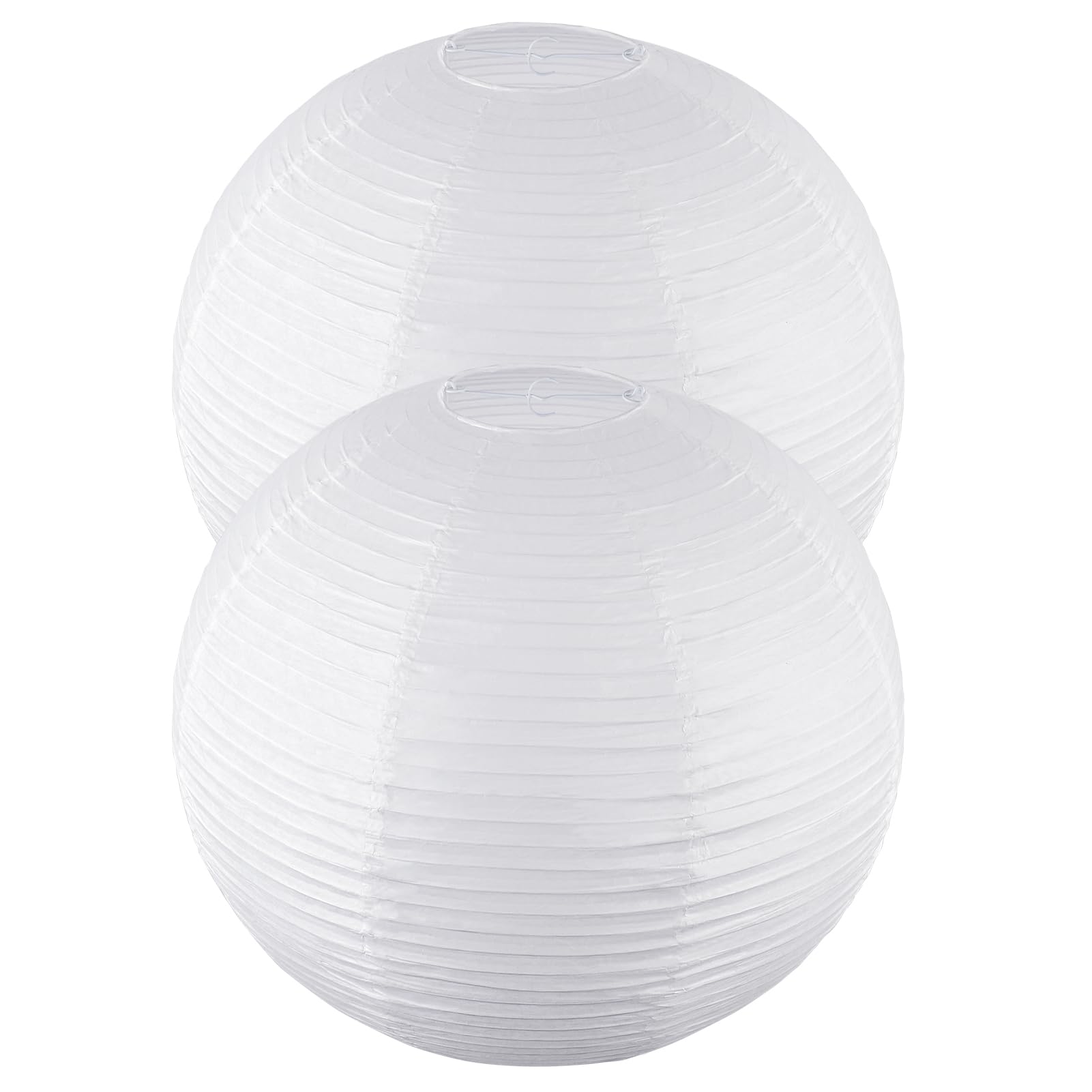 2 Pack White Round Paper Lanterns, 19.68'' Large Hanging Paper Lantern Lamp, Chinese/Japanese Paper Pendant Lampshade For Party 